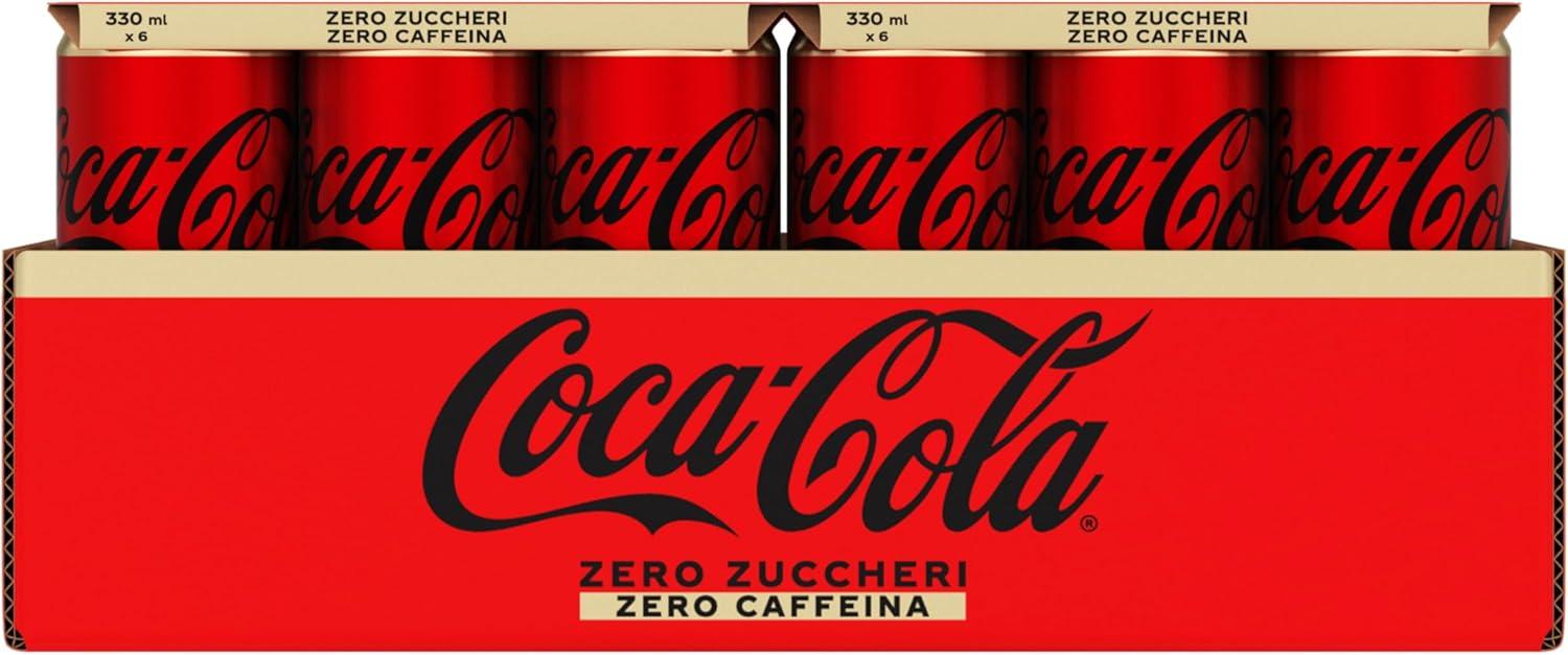 imageCocaCola Zero Sucres Zero Cafine 24 canettes de 330 ml tout le got CocaCola sans calories et sans cafine canette 100 recyclable boisson analcolique avec dulcorantsZro zro