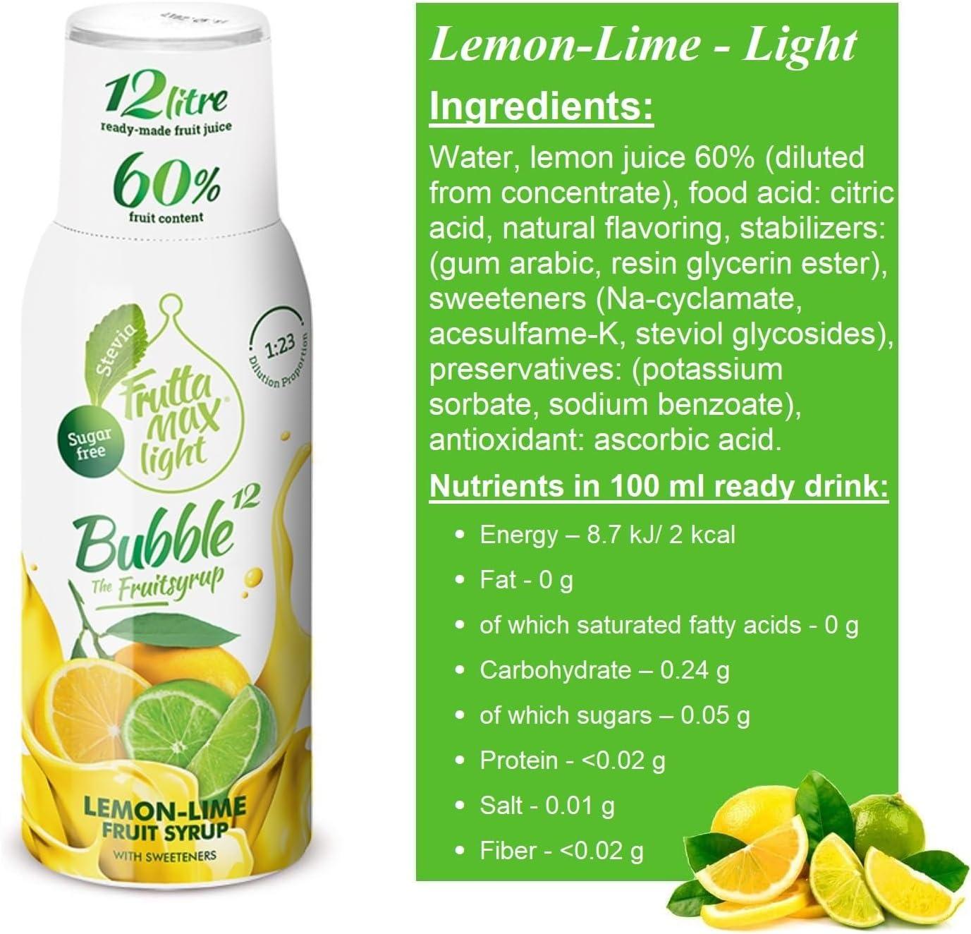 imageFruttaMax Sirop dAbricot Sans Sucre 60 de Fruit Rel Sirop Faible Teneur en Calories pour Sodas Cocktails ampamp Desserts 500mlCitronCitron Vert Light