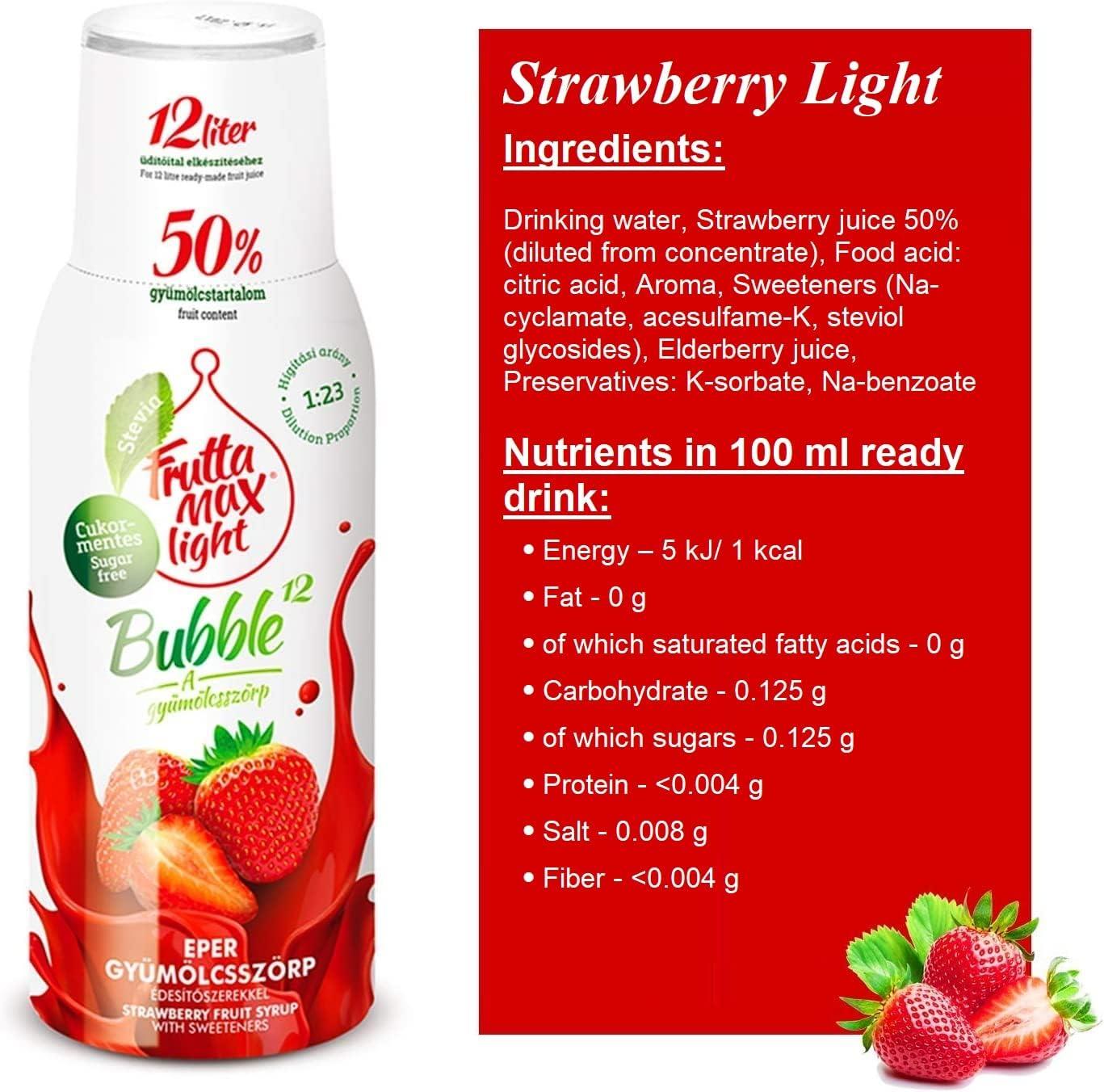 imageFruttaMax Sirop dAbricot Sans Sucre 60 de Fruit Rel Sirop Faible Teneur en Calories pour Sodas Cocktails ampamp Desserts 500mlFraise Light