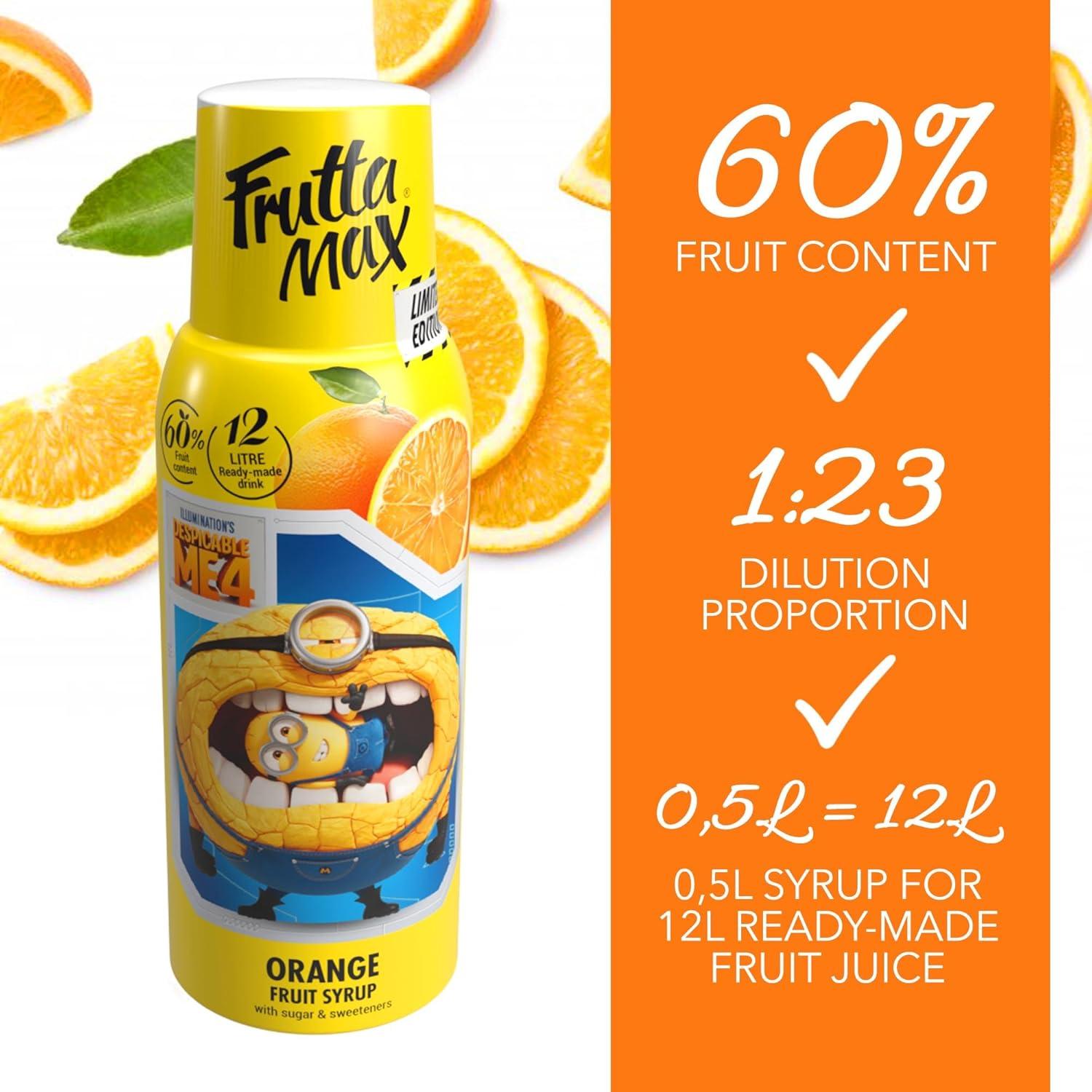 imageFruttaMax Sirop dAbricot Sans Sucre 60 de Fruit Rel Sirop Faible Teneur en Calories pour Sodas Cocktails ampamp Desserts 500mlFramboise Light MINIONS