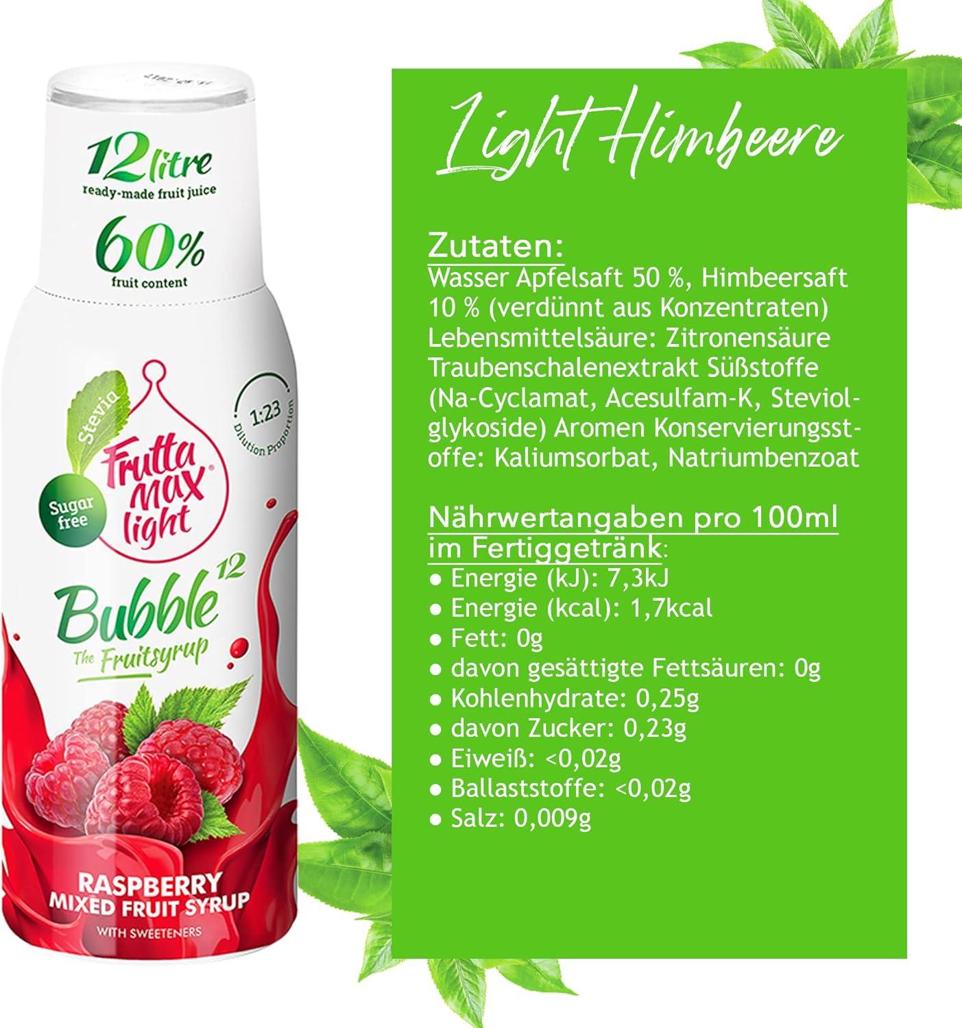 imageFruttaMax Sirop dAbricot Sans Sucre 60 de Fruit Rel Sirop Faible Teneur en Calories pour Sodas Cocktails ampamp Desserts 500mlFramboise Light