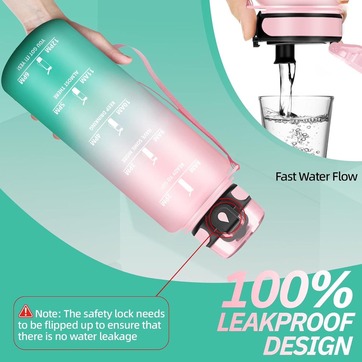 imageGourde Motivation 15l Gourde Sport avec Filtre Bouteille deau anti Fuite Bouteille avec Slogan de Motivation Facile Nettoyer Bouteille deau pour Running RandonneRosecyan