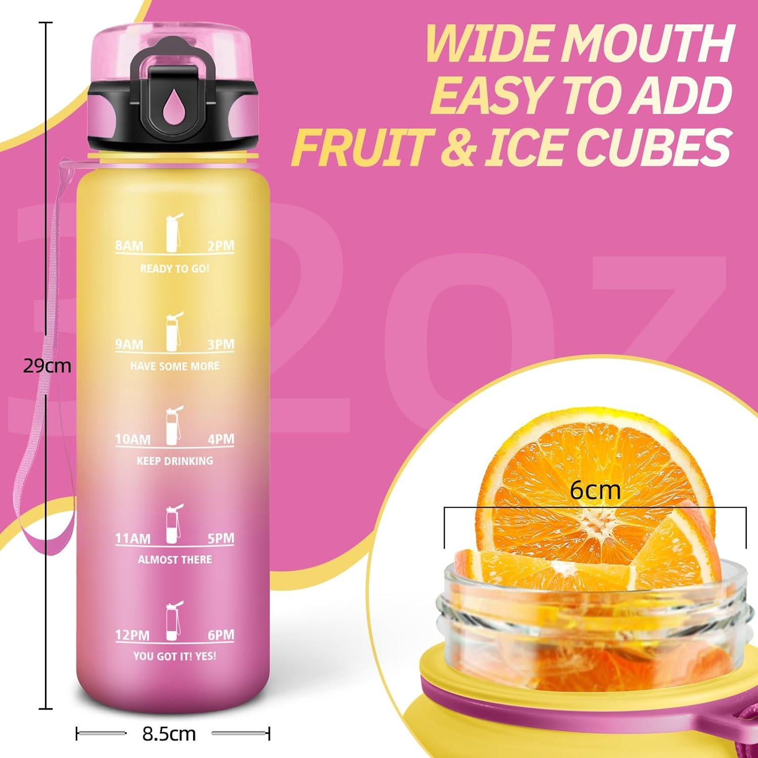 imageGourde Motivation 15l Gourde Sport avec Filtre Bouteille deau anti Fuite Bouteille avec Slogan de Motivation Facile Nettoyer Bouteille deau pour Running RandonneJaunerose
