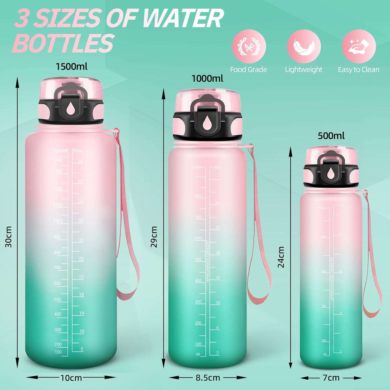 imageGourde Motivation 15l Gourde Sport avec Filtre Bouteille deau anti Fuite Bouteille avec Slogan de Motivation Facile Nettoyer Bouteille deau pour Running RandonneRosecyan