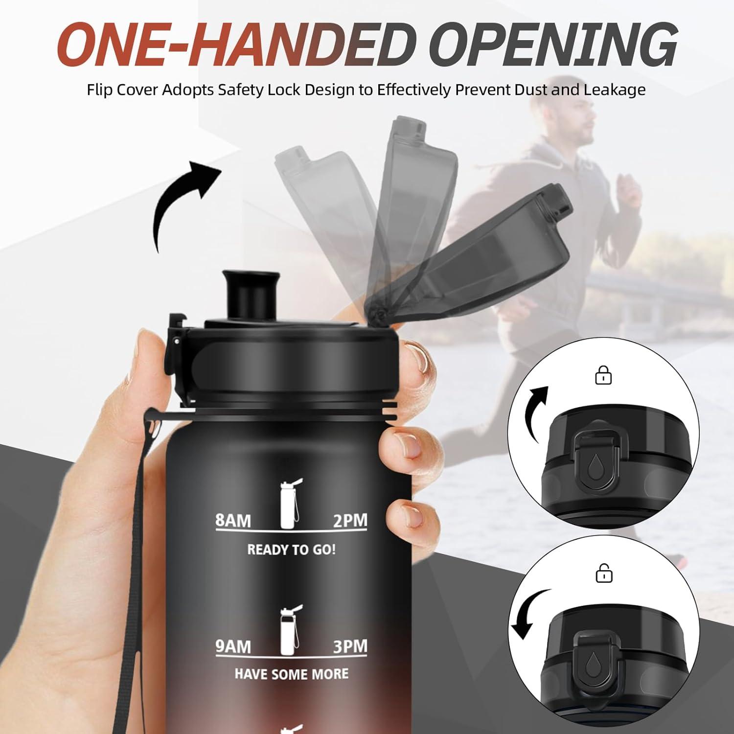 imageGourde Motivation 15l Gourde Sport avec Filtre Bouteille deau anti Fuite Bouteille avec Slogan de Motivation Facile Nettoyer Bouteille deau pour Running RandonneNoirrouge