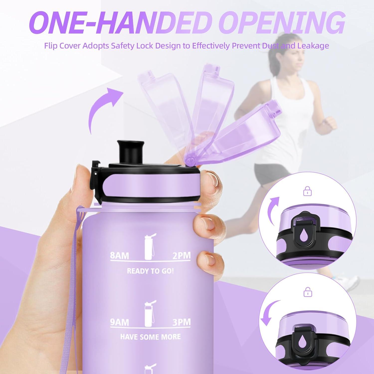 imageGourde Motivation 15l Gourde Sport avec Filtre Bouteille deau anti Fuite Bouteille avec Slogan de Motivation Facile Nettoyer Bouteille deau pour Running RandonneViolet Clair
