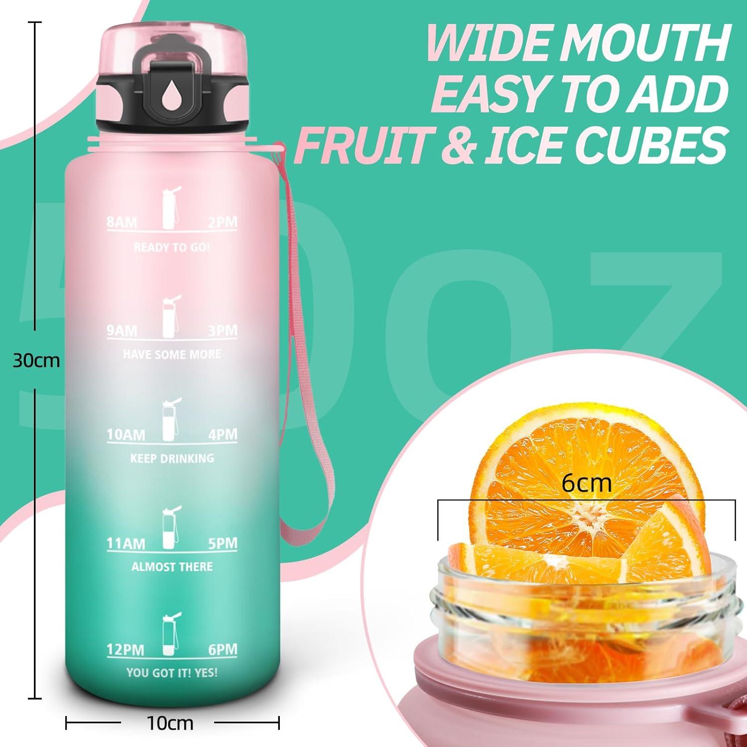 imageGourde Motivation 15l Gourde Sport avec Filtre Bouteille deau anti Fuite Bouteille avec Slogan de Motivation Facile Nettoyer Bouteille deau pour Running RandonneRosecyan