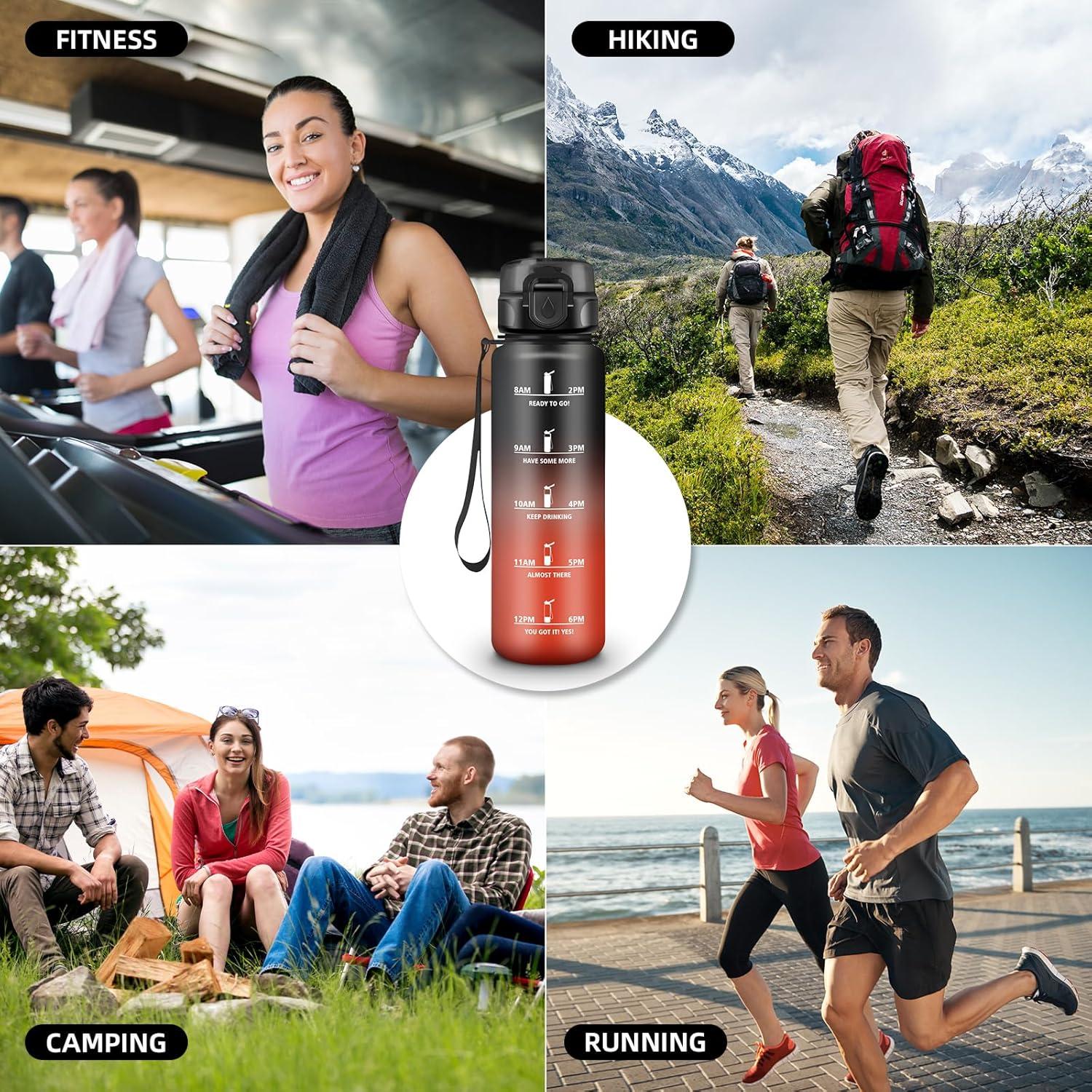 imageGourde Motivation 15l Gourde Sport avec Filtre Bouteille deau anti Fuite Bouteille avec Slogan de Motivation Facile Nettoyer Bouteille deau pour Running RandonneNoirrouge