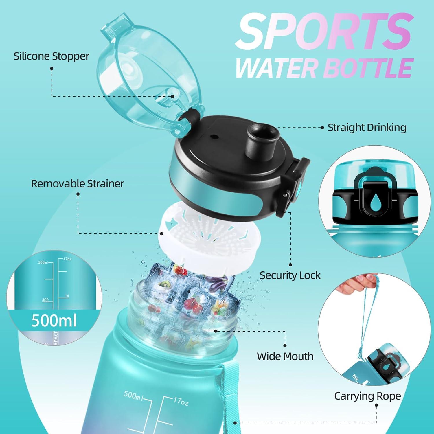 imageGourde Motivation 15l Gourde Sport avec Filtre Bouteille deau anti Fuite Bouteille avec Slogan de Motivation Facile Nettoyer Bouteille deau pour Running RandonneVertrose