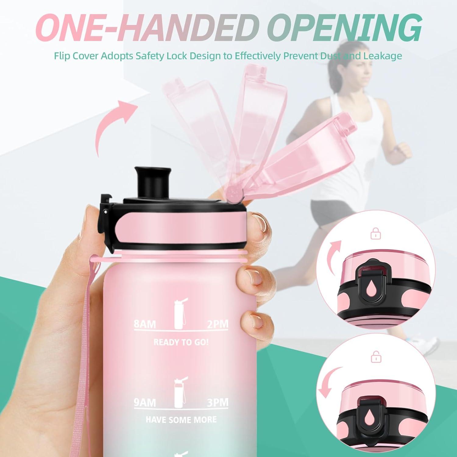 imageGourde Motivation 15l Gourde Sport avec Filtre Bouteille deau anti Fuite Bouteille avec Slogan de Motivation Facile Nettoyer Bouteille deau pour Running RandonneRosecyan