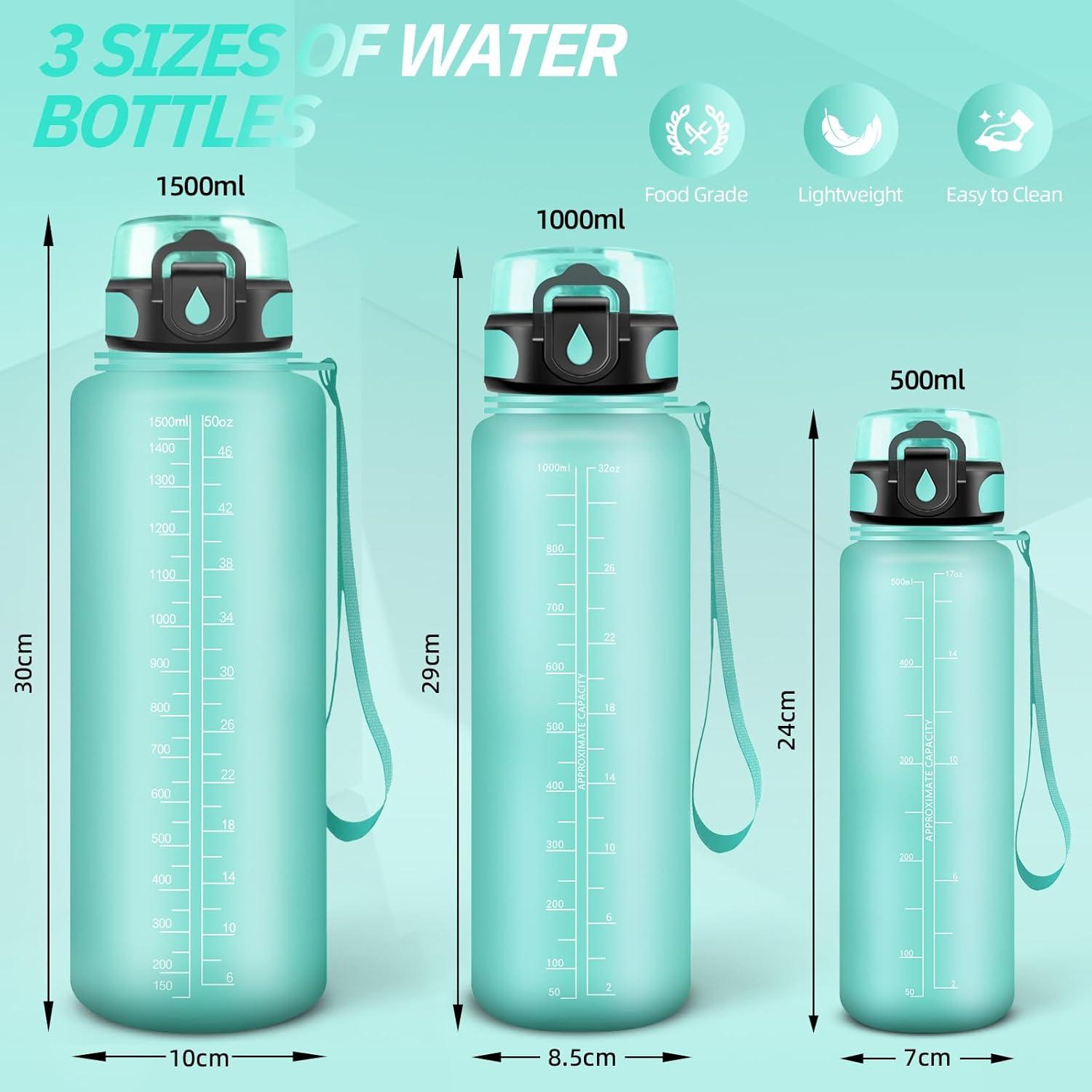 imageGourde Motivation 15l Gourde Sport avec Filtre Bouteille deau anti Fuite Bouteille avec Slogan de Motivation Facile Nettoyer Bouteille deau pour Running RandonneMbleuvert