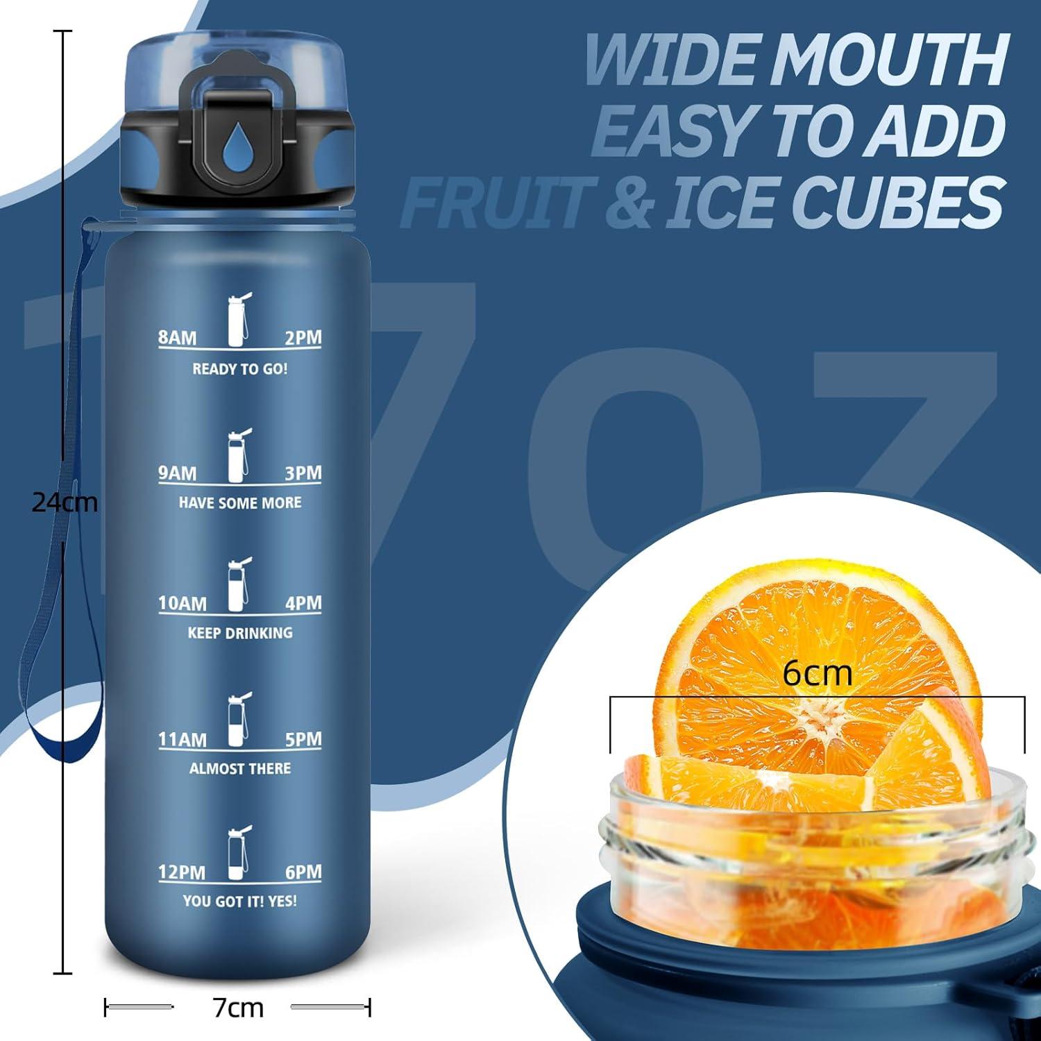 imageGourde Motivation 15l Gourde Sport avec Filtre Bouteille deau anti Fuite Bouteille avec Slogan de Motivation Facile Nettoyer Bouteille deau pour Running RandonneBleu Fonc