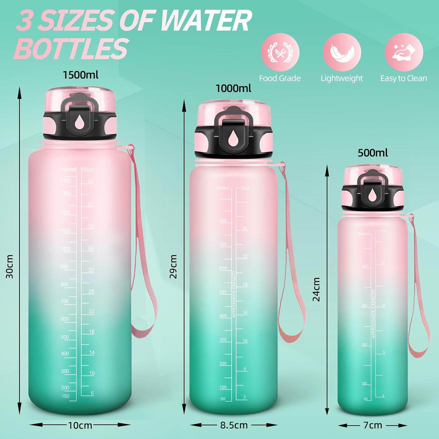 imageGourde Motivation 15l Gourde Sport avec Filtre Bouteille deau anti Fuite Bouteille avec Slogan de Motivation Facile Nettoyer Bouteille deau pour Running RandonneRosecyan