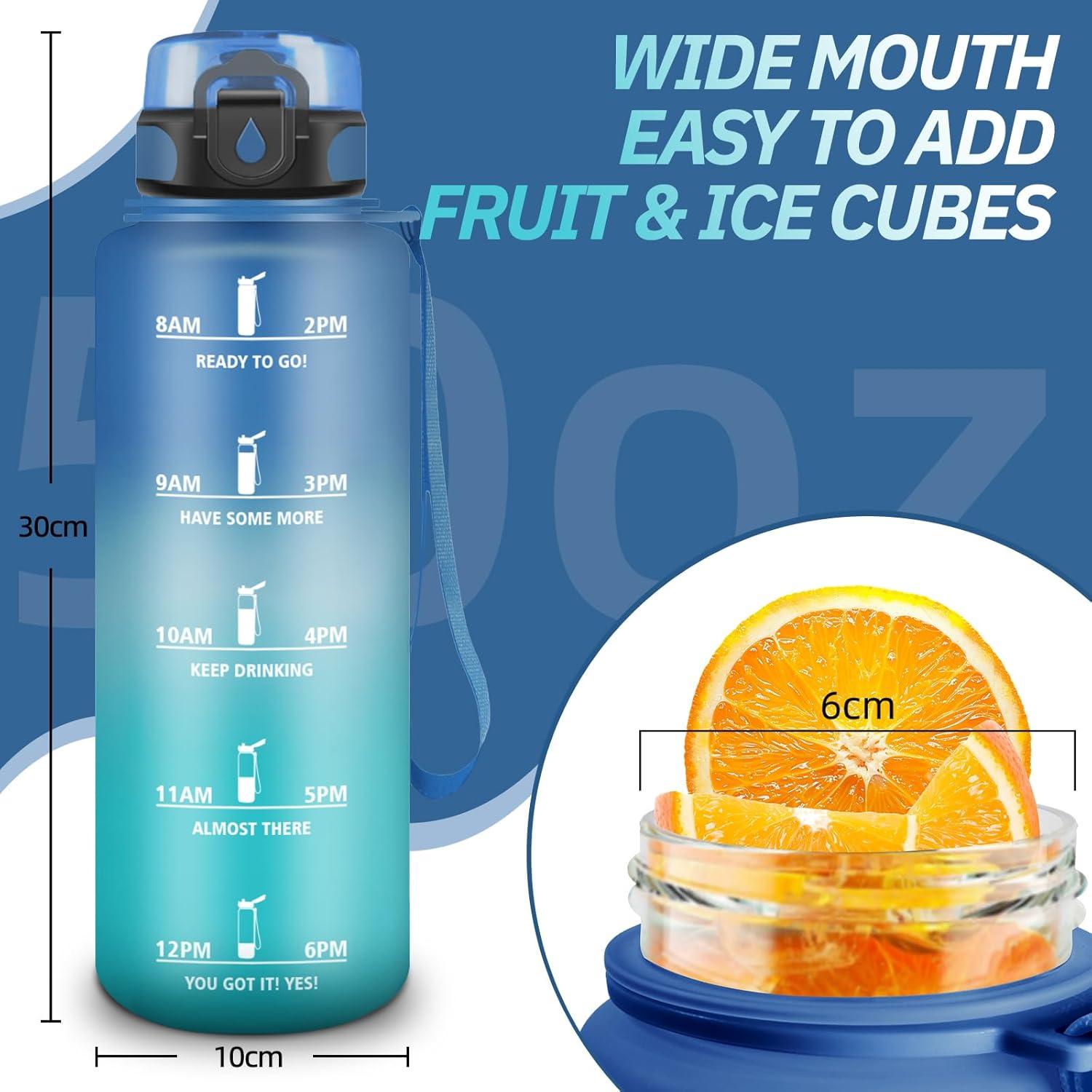 imageGourde Motivation 15l Gourde Sport avec Filtre Bouteille deau anti Fuite Bouteille avec Slogan de Motivation Facile Nettoyer Bouteille deau pour Running RandonneBleuvert