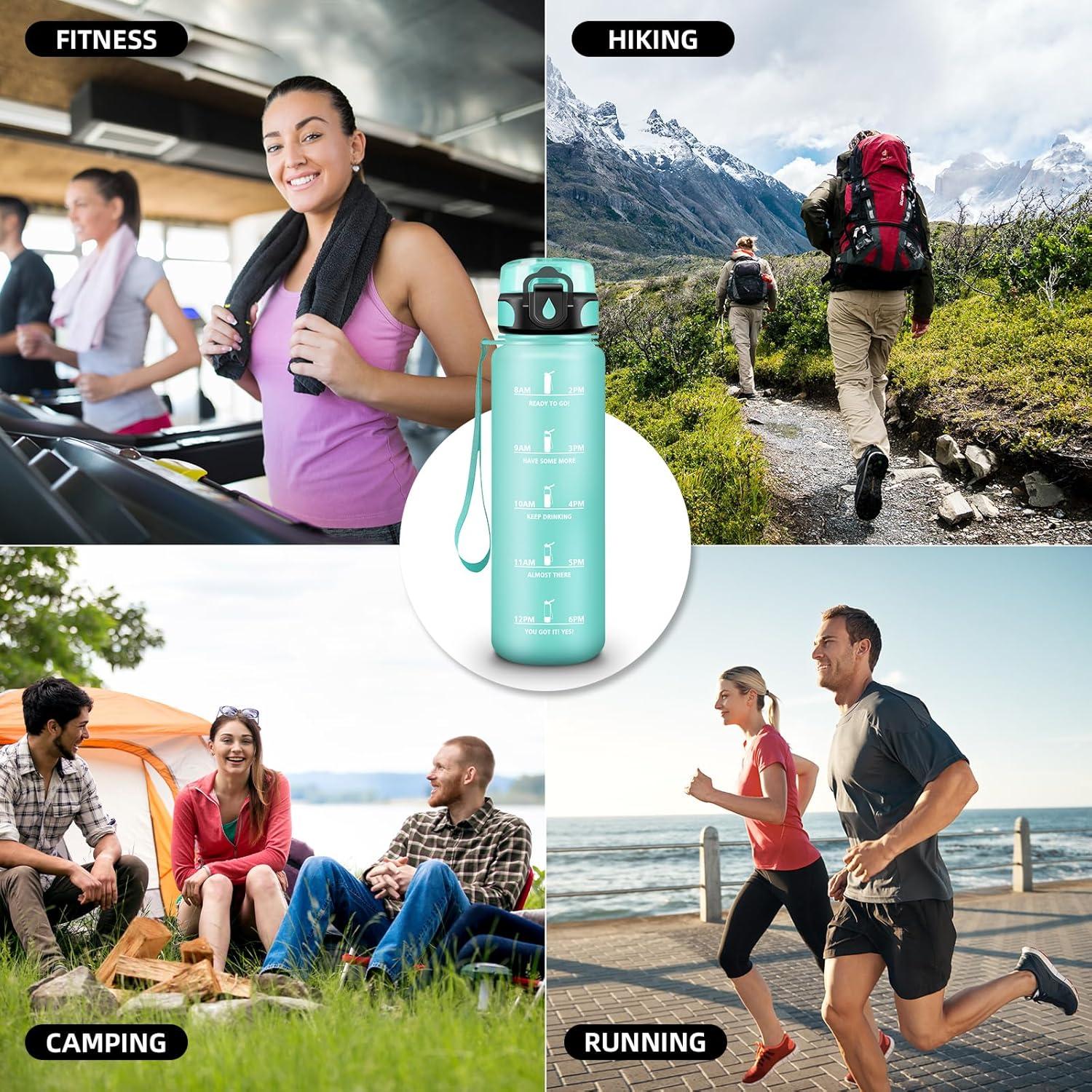 imageGourde Motivation 15l Gourde Sport avec Filtre Bouteille deau anti Fuite Bouteille avec Slogan de Motivation Facile Nettoyer Bouteille deau pour Running RandonneMbleuvert
