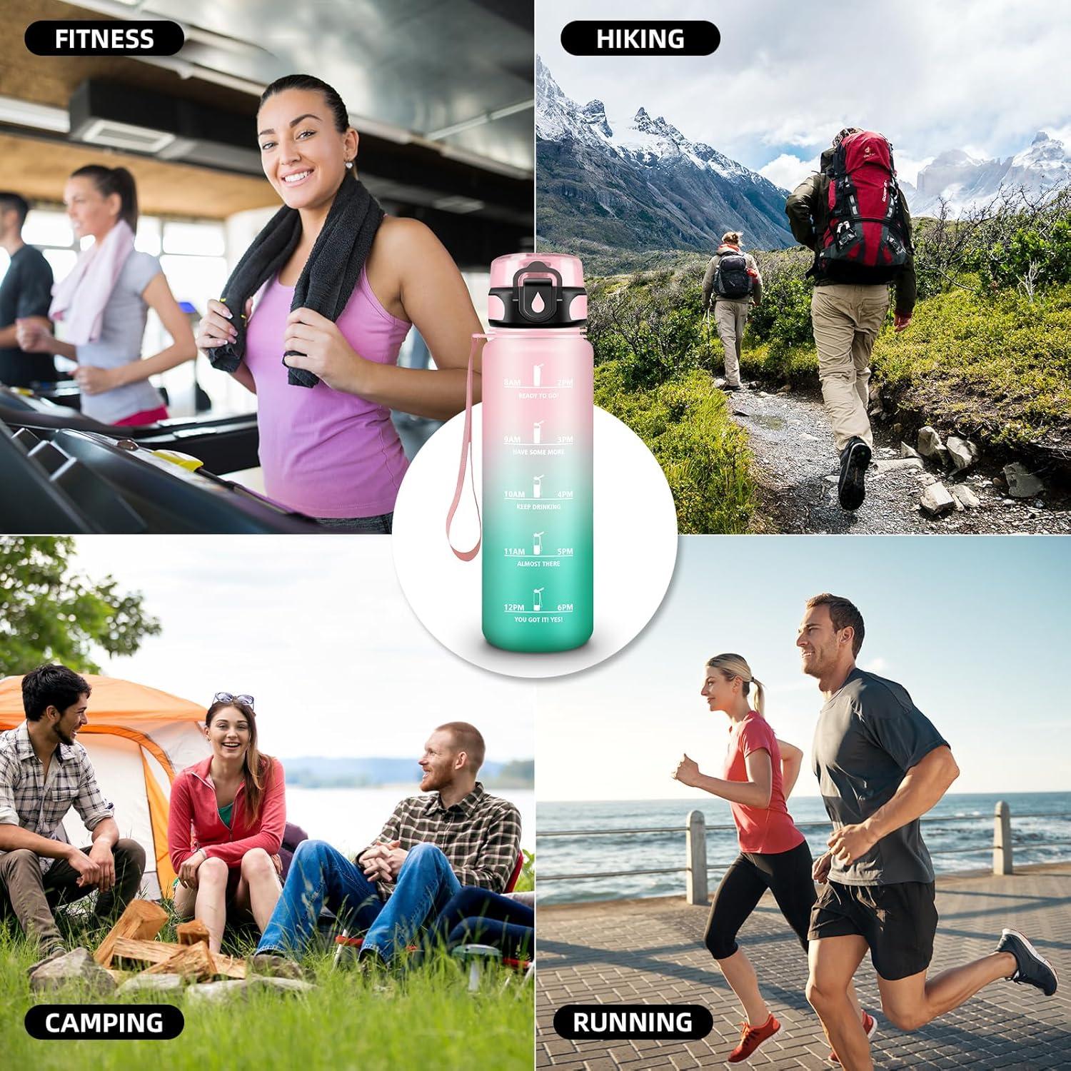 imageGourde Motivation 15l Gourde Sport avec Filtre Bouteille deau anti Fuite Bouteille avec Slogan de Motivation Facile Nettoyer Bouteille deau pour Running RandonneRosecyan