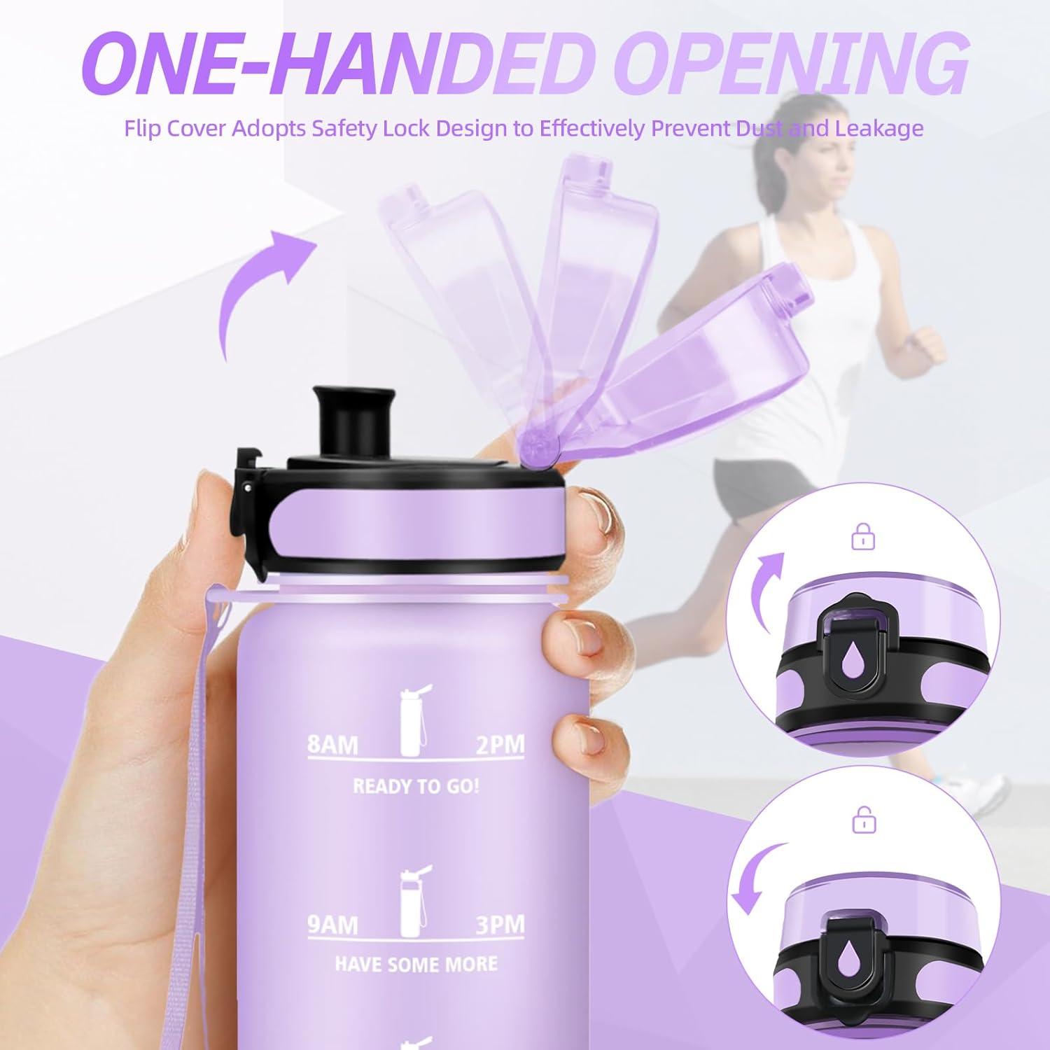imageGourde Motivation 15l Gourde Sport avec Filtre Bouteille deau anti Fuite Bouteille avec Slogan de Motivation Facile Nettoyer Bouteille deau pour Running RandonneViolet Clair
