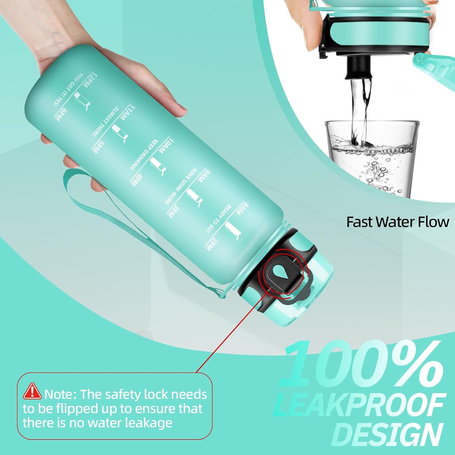 imageGourde Motivation 15l Gourde Sport avec Filtre Bouteille deau anti Fuite Bouteille avec Slogan de Motivation Facile Nettoyer Bouteille deau pour Running RandonneMbleuvert