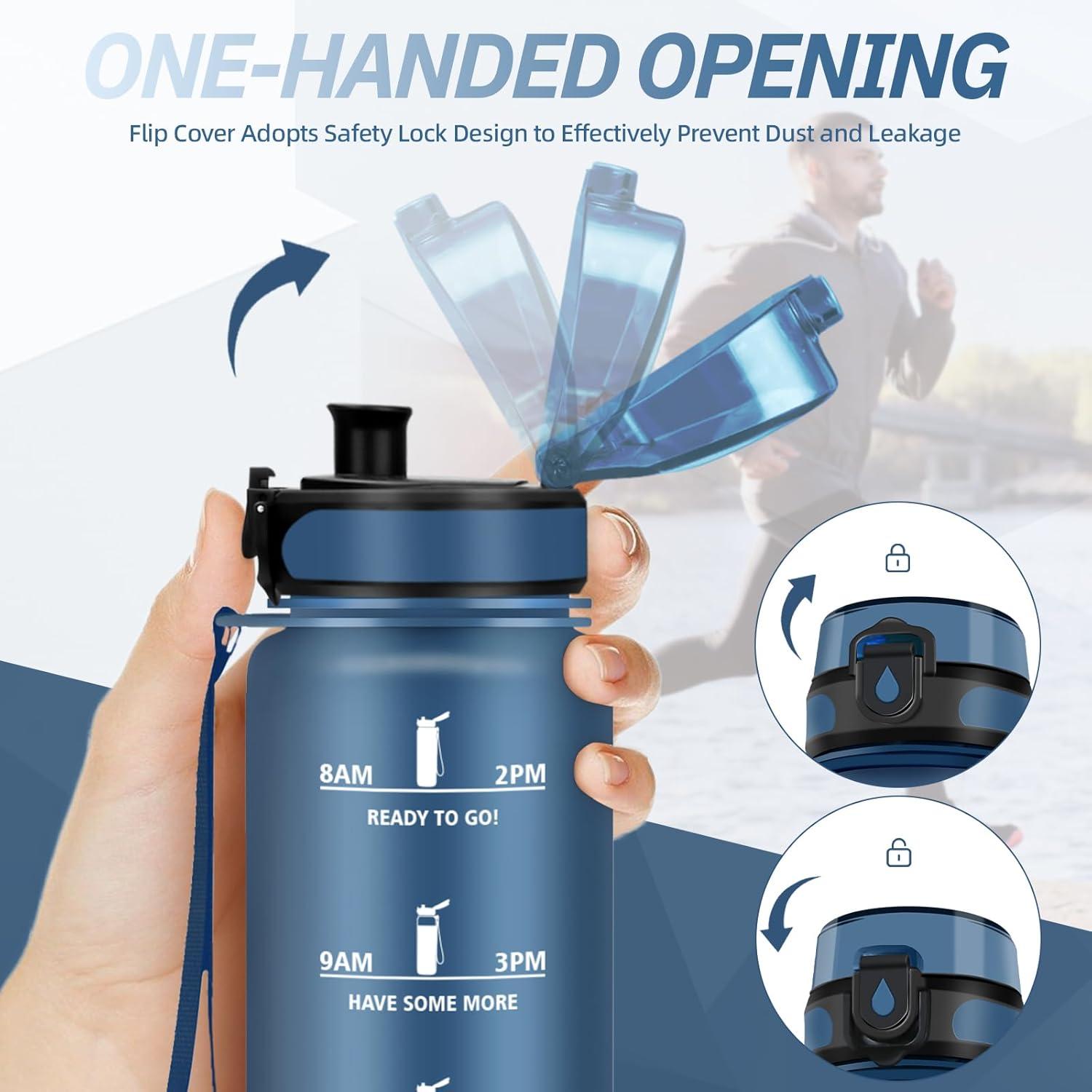 imageGourde Motivation 15l Gourde Sport avec Filtre Bouteille deau anti Fuite Bouteille avec Slogan de Motivation Facile Nettoyer Bouteille deau pour Running RandonneBleu Fonc