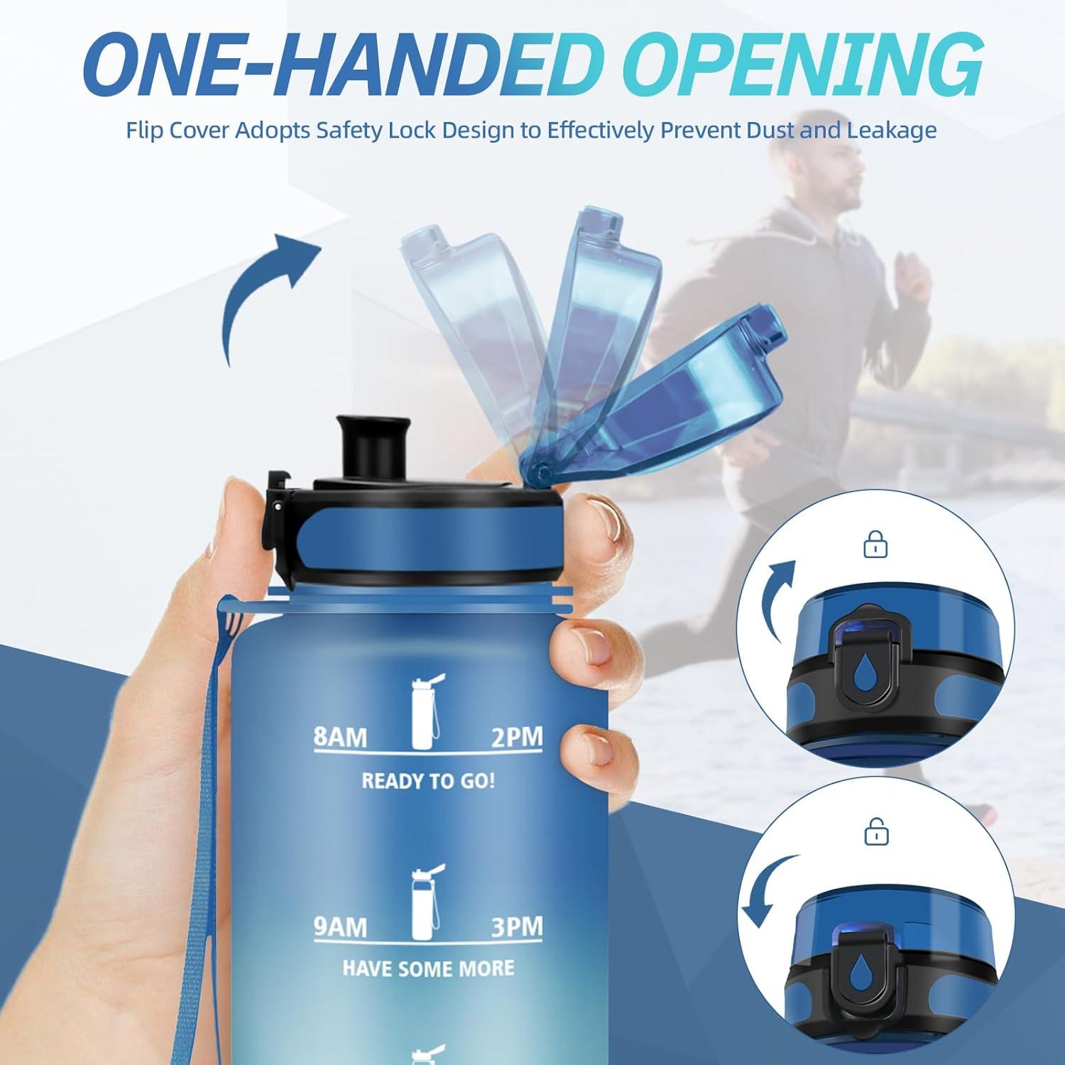 imageGourde Motivation 15l Gourde Sport avec Filtre Bouteille deau anti Fuite Bouteille avec Slogan de Motivation Facile Nettoyer Bouteille deau pour Running RandonneBleuvert
