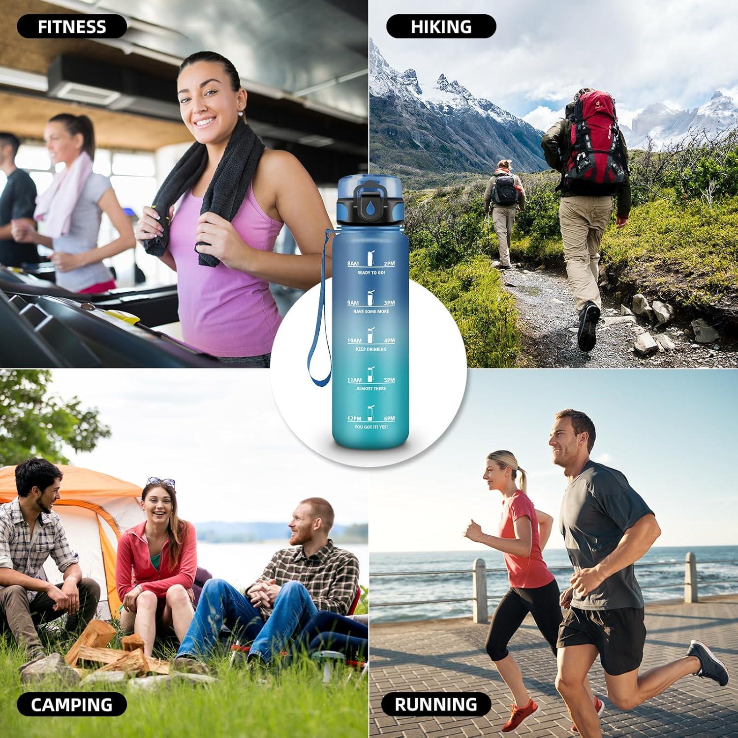 imageGourde Motivation 15l Gourde Sport avec Filtre Bouteille deau anti Fuite Bouteille avec Slogan de Motivation Facile Nettoyer Bouteille deau pour Running RandonneBleuvert
