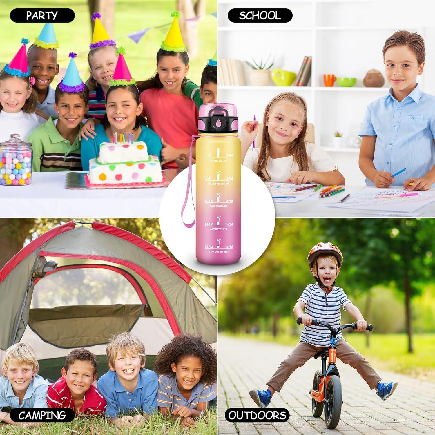 imageGourde Motivation 15l Gourde Sport avec Filtre Bouteille deau anti Fuite Bouteille avec Slogan de Motivation Facile Nettoyer Bouteille deau pour Running RandonneJaunerose