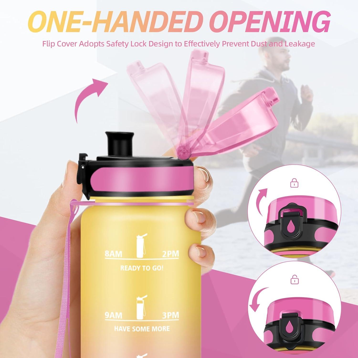 imageGourde Motivation 15l Gourde Sport avec Filtre Bouteille deau anti Fuite Bouteille avec Slogan de Motivation Facile Nettoyer Bouteille deau pour Running RandonneJaunerose