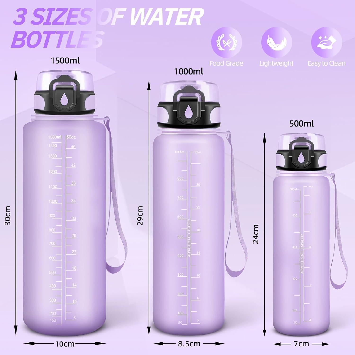 imageGourde Motivation 15l Gourde Sport avec Filtre Bouteille deau anti Fuite Bouteille avec Slogan de Motivation Facile Nettoyer Bouteille deau pour Running RandonneViolet Clair