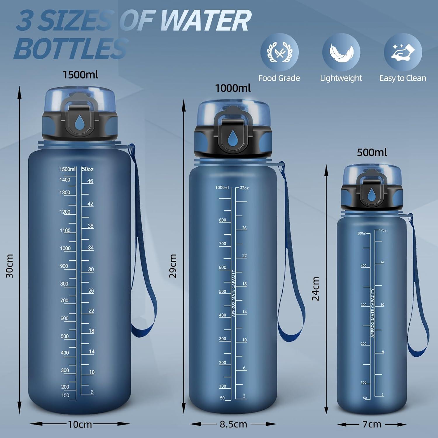 imageGourde Motivation 15l Gourde Sport avec Filtre Bouteille deau anti Fuite Bouteille avec Slogan de Motivation Facile Nettoyer Bouteille deau pour Running RandonneBleu Fonc