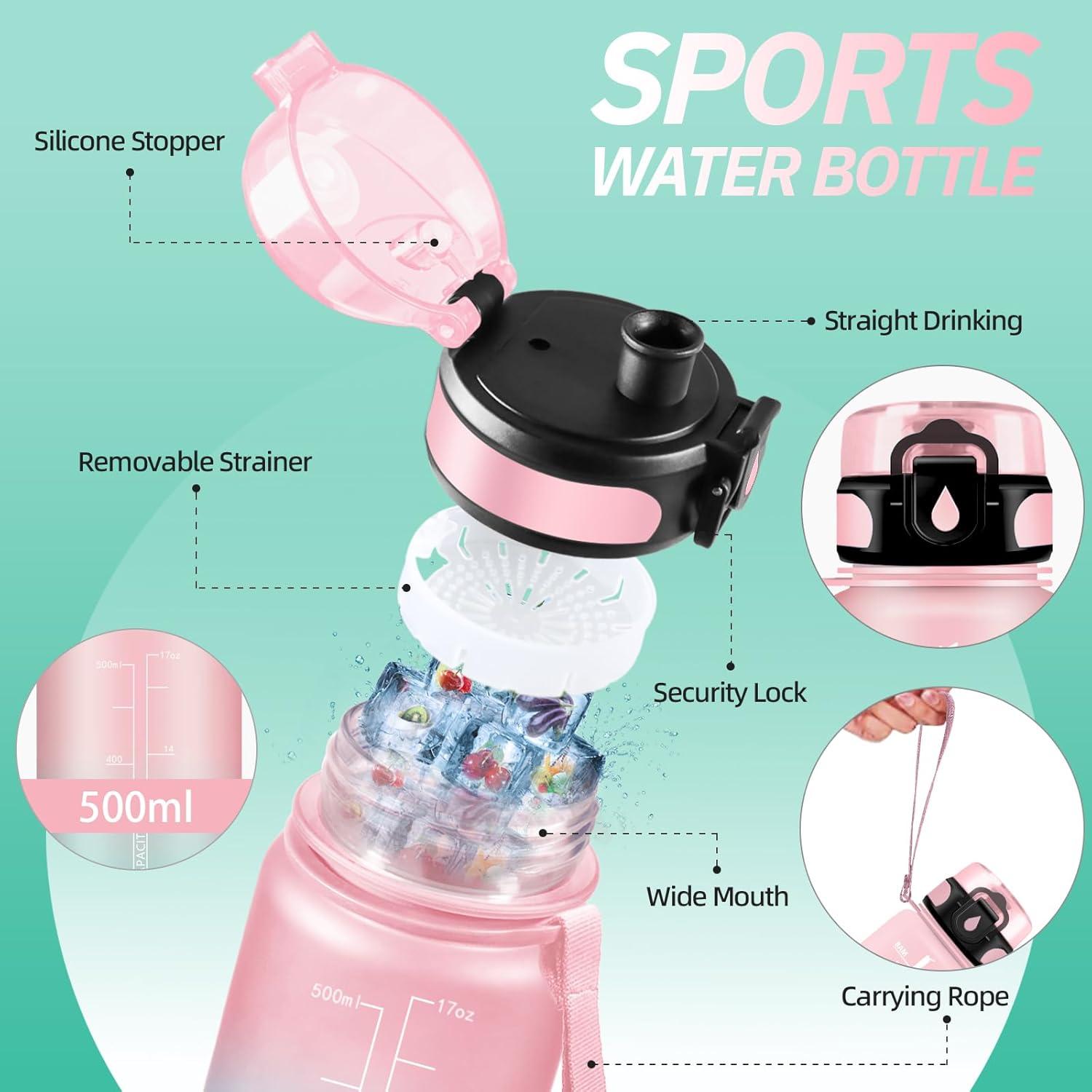 imageGourde Motivation 15l Gourde Sport avec Filtre Bouteille deau anti Fuite Bouteille avec Slogan de Motivation Facile Nettoyer Bouteille deau pour Running RandonneRosecyan