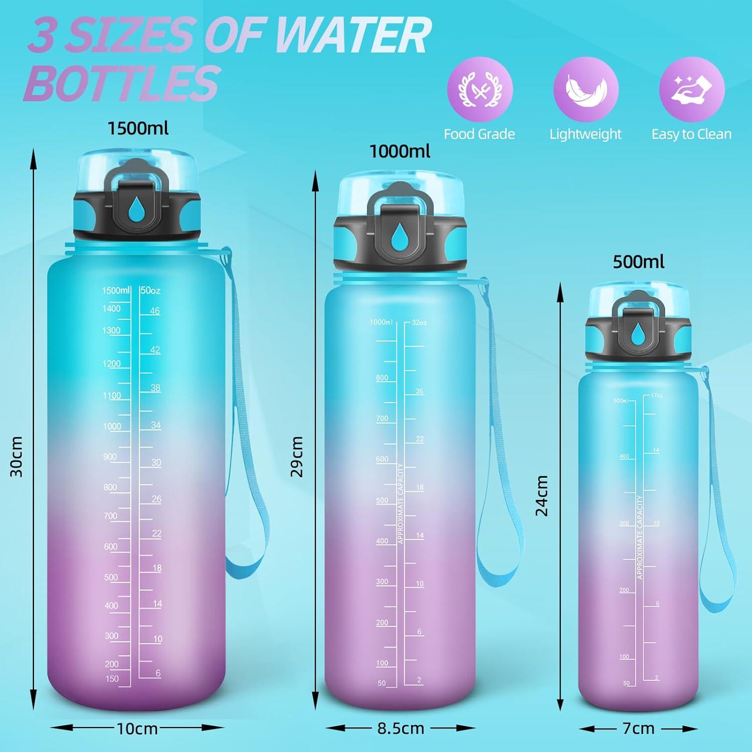 imageGourde Motivation 15l Gourde Sport avec Filtre Bouteille deau anti Fuite Bouteille avec Slogan de Motivation Facile Nettoyer Bouteille deau pour Running RandonneBleuviolet