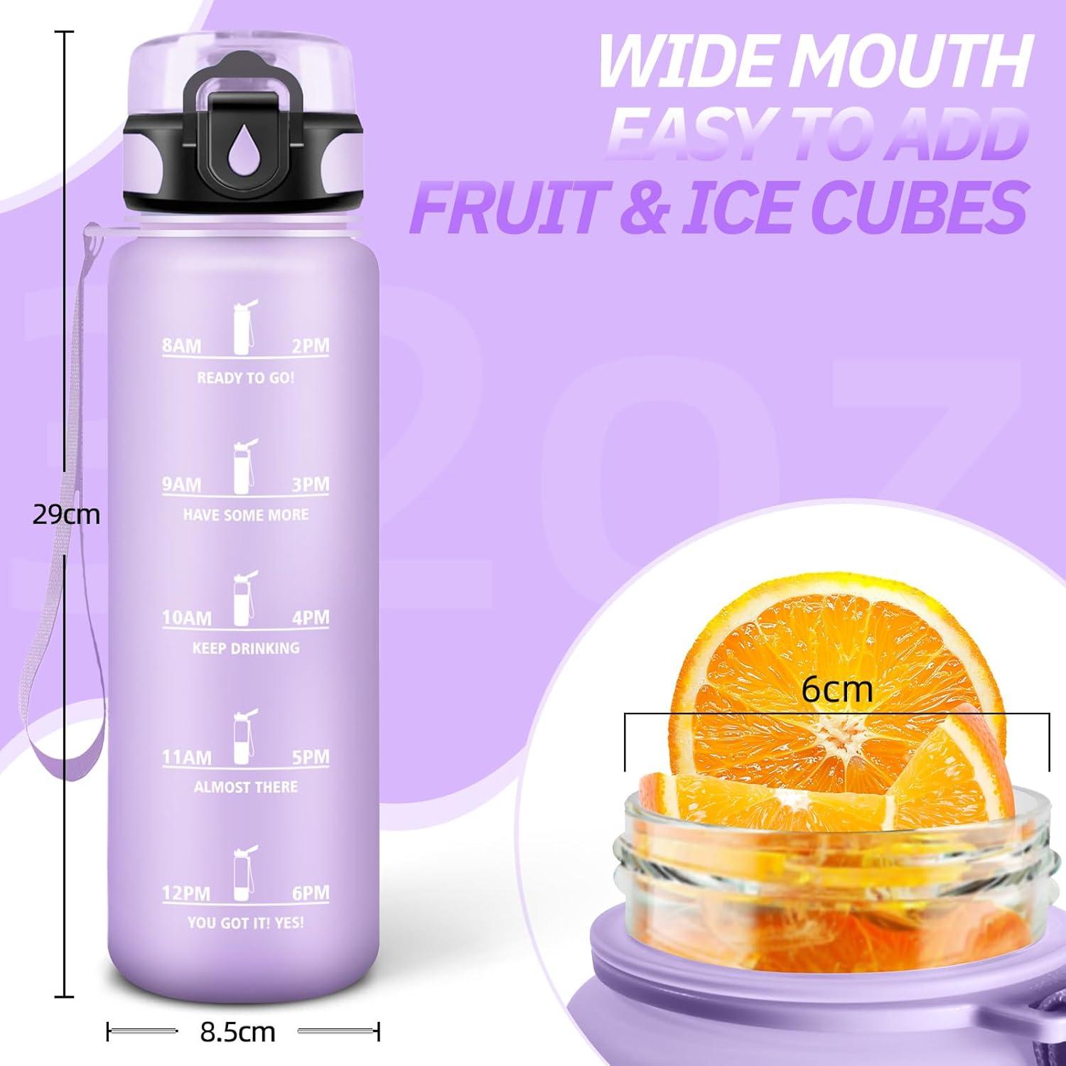 imageGourde Motivation 15l Gourde Sport avec Filtre Bouteille deau anti Fuite Bouteille avec Slogan de Motivation Facile Nettoyer Bouteille deau pour Running RandonneViolet Clair