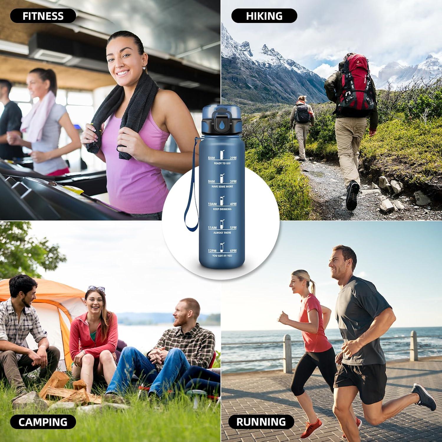 imageGourde Motivation 15l Gourde Sport avec Filtre Bouteille deau anti Fuite Bouteille avec Slogan de Motivation Facile Nettoyer Bouteille deau pour Running RandonneBleu Fonc