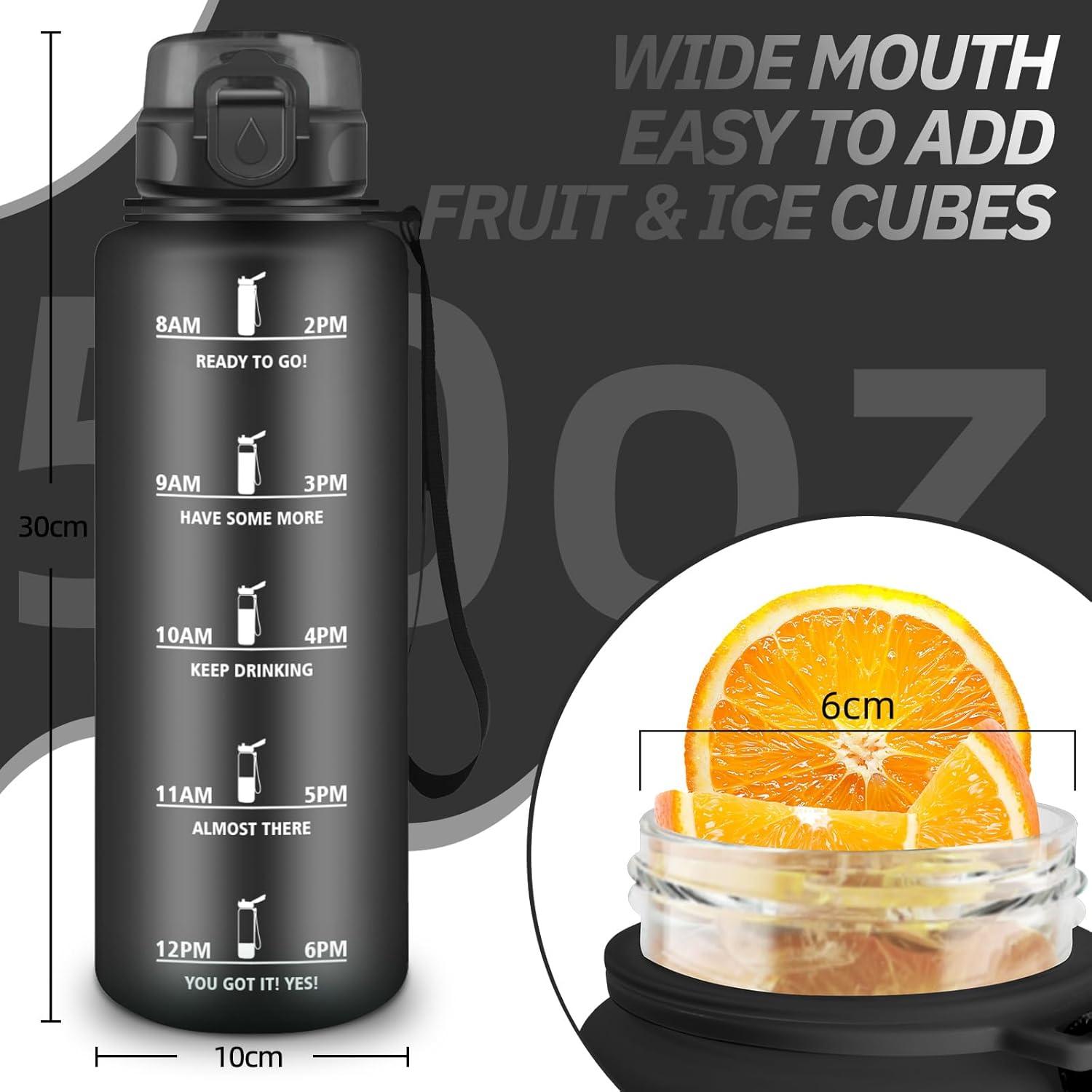 imageGourde Motivation 15l Gourde Sport avec Filtre Bouteille deau anti Fuite Bouteille avec Slogan de Motivation Facile Nettoyer Bouteille deau pour Running RandonneNoir