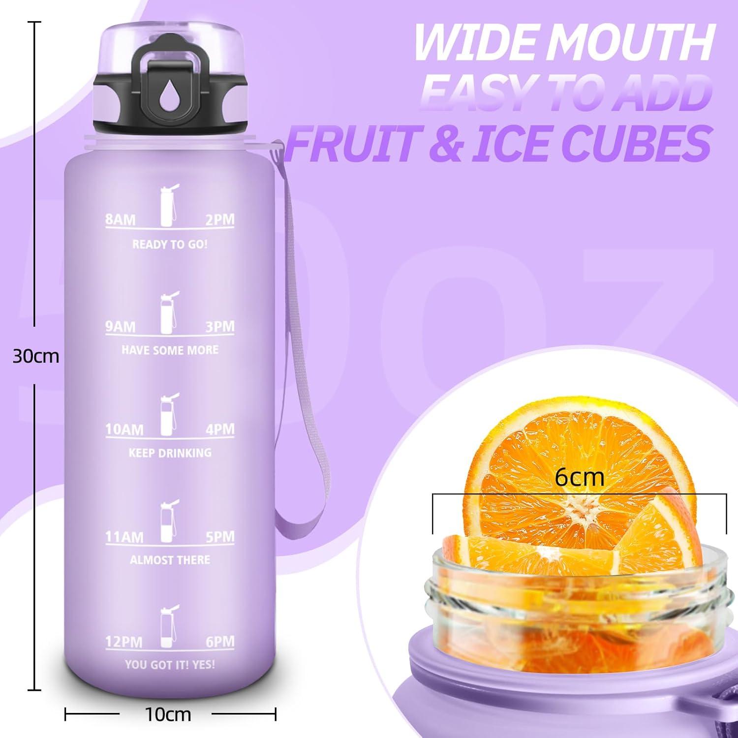 imageGourde Motivation 15l Gourde Sport avec Filtre Bouteille deau anti Fuite Bouteille avec Slogan de Motivation Facile Nettoyer Bouteille deau pour Running RandonneViolet Clair