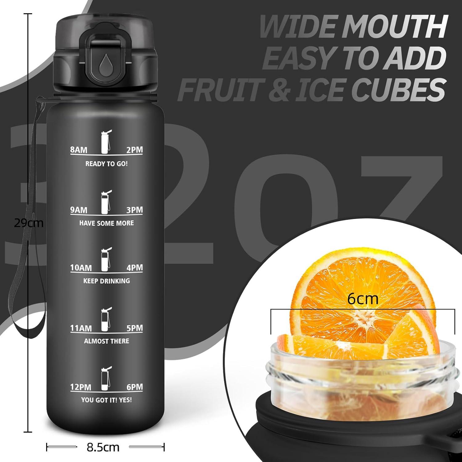 imageGourde Motivation 15l Gourde Sport avec Filtre Bouteille deau anti Fuite Bouteille avec Slogan de Motivation Facile Nettoyer Bouteille deau pour Running RandonneNoir