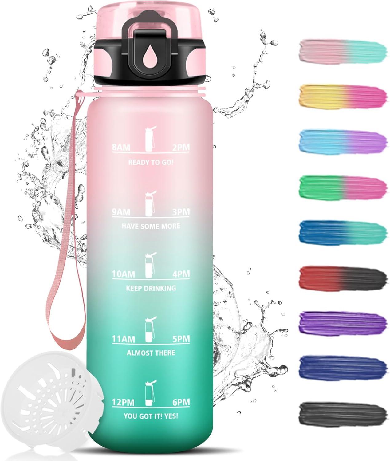 imageGourde Motivation 15l Gourde Sport avec Filtre Bouteille deau anti Fuite Bouteille avec Slogan de Motivation Facile Nettoyer Bouteille deau pour Running RandonneRosecyan