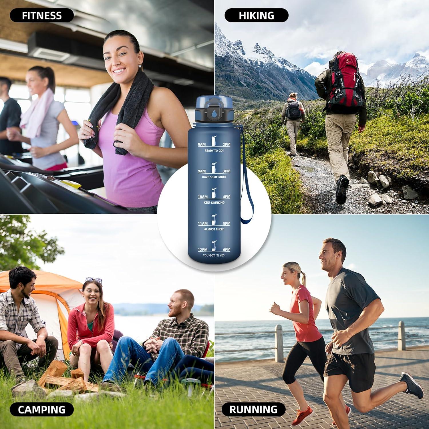 imageGourde Motivation 15l Gourde Sport avec Filtre Bouteille deau anti Fuite Bouteille avec Slogan de Motivation Facile Nettoyer Bouteille deau pour Running RandonneBleu Fonc