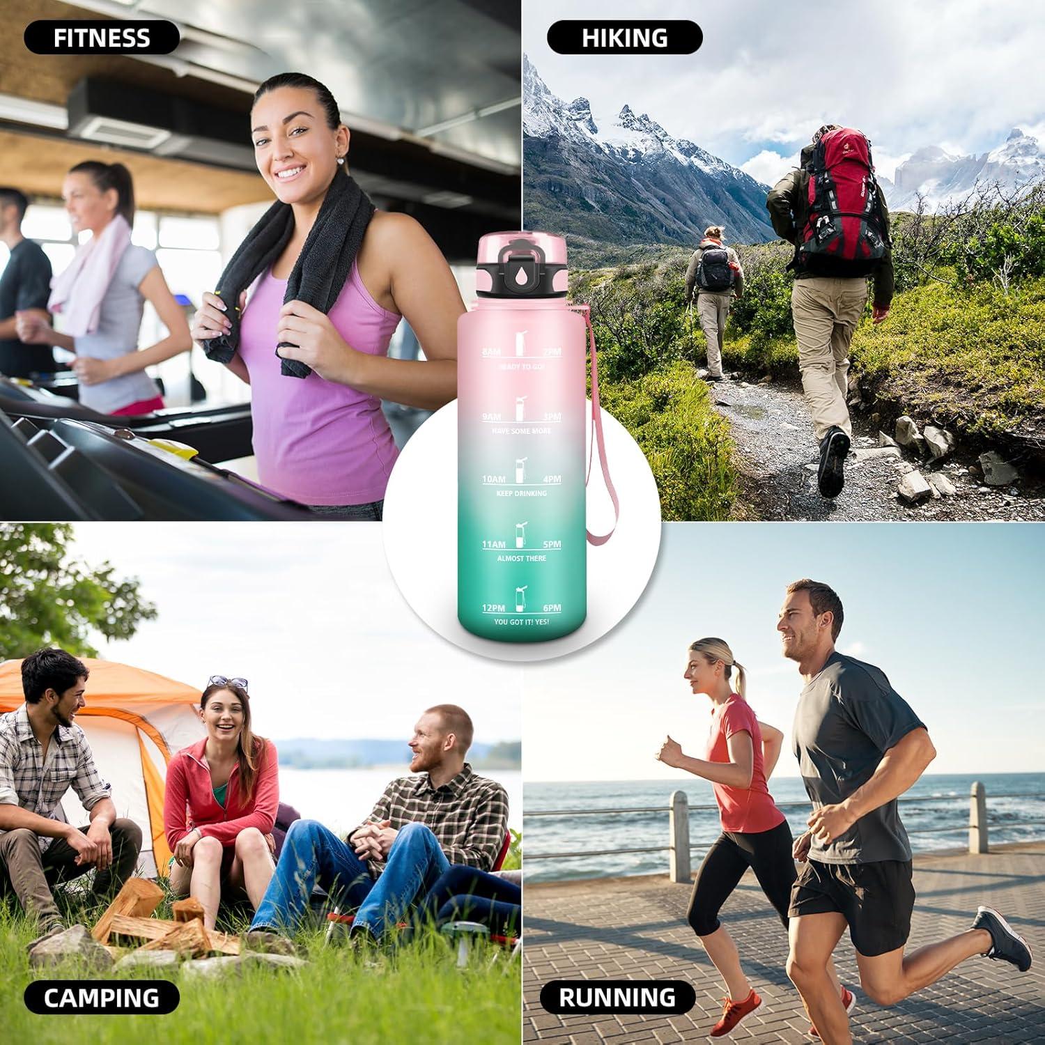 imageGourde Motivation 15l Gourde Sport avec Filtre Bouteille deau anti Fuite Bouteille avec Slogan de Motivation Facile Nettoyer Bouteille deau pour Running RandonneRosecyan