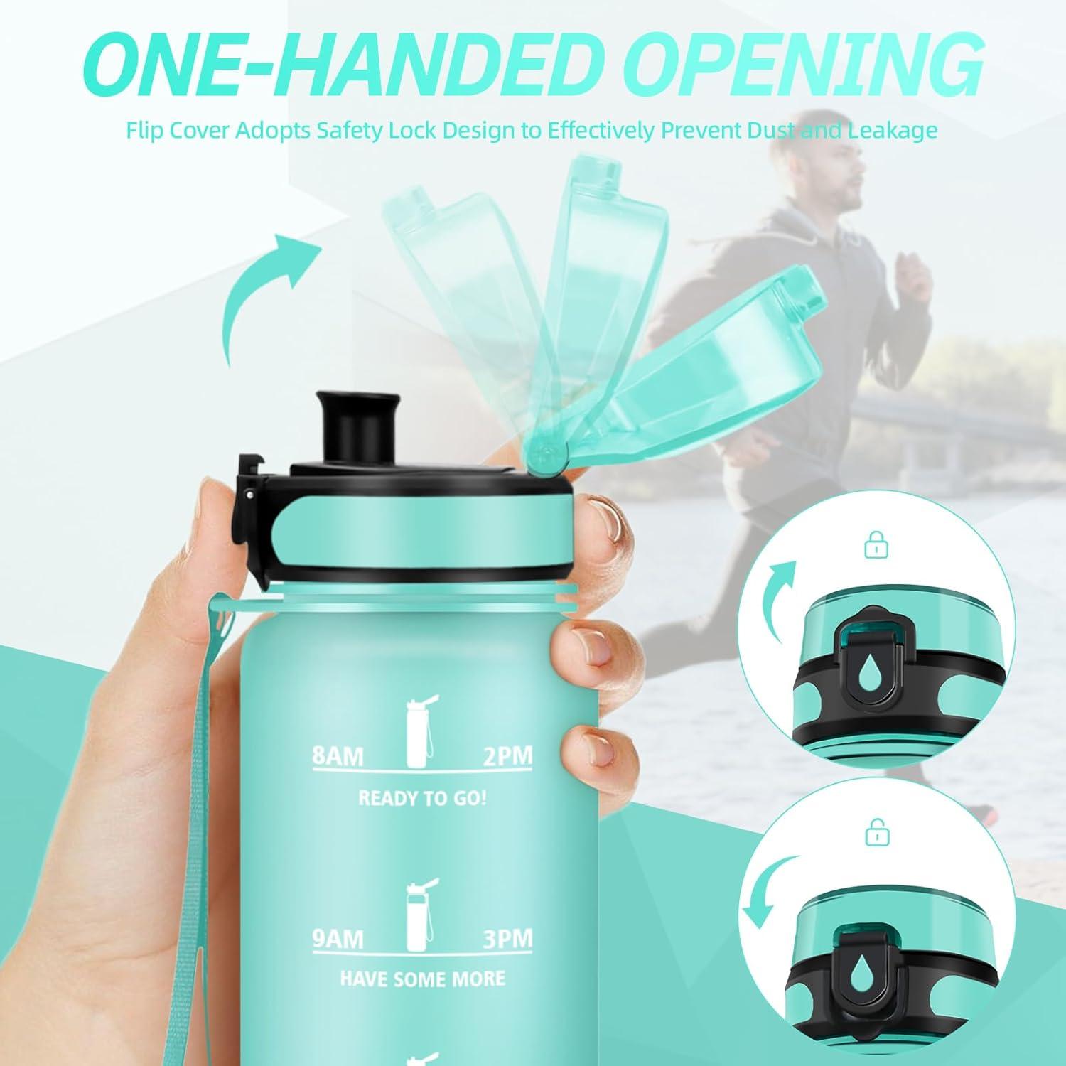 imageGourde Motivation 15l Gourde Sport avec Filtre Bouteille deau anti Fuite Bouteille avec Slogan de Motivation Facile Nettoyer Bouteille deau pour Running RandonneMbleuvert