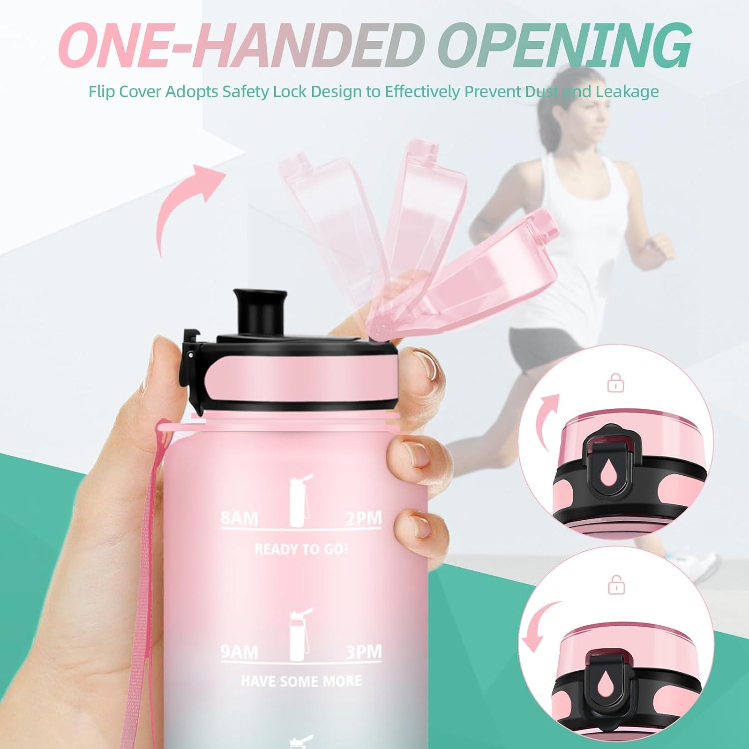 imageGourde Motivation 15l Gourde Sport avec Filtre Bouteille deau anti Fuite Bouteille avec Slogan de Motivation Facile Nettoyer Bouteille deau pour Running RandonneRosecyan