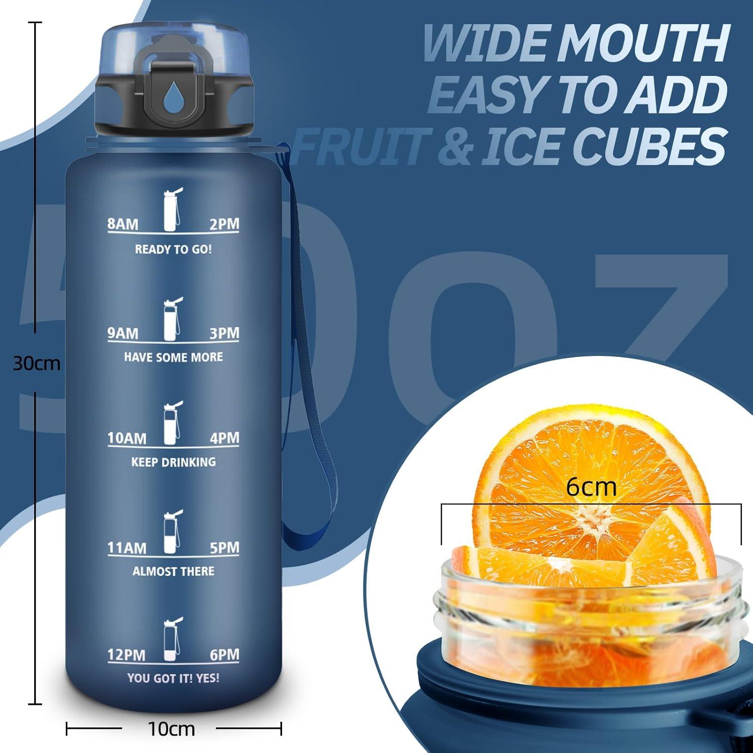 imageGourde Motivation 15l Gourde Sport avec Filtre Bouteille deau anti Fuite Bouteille avec Slogan de Motivation Facile Nettoyer Bouteille deau pour Running RandonneBleu Fonc