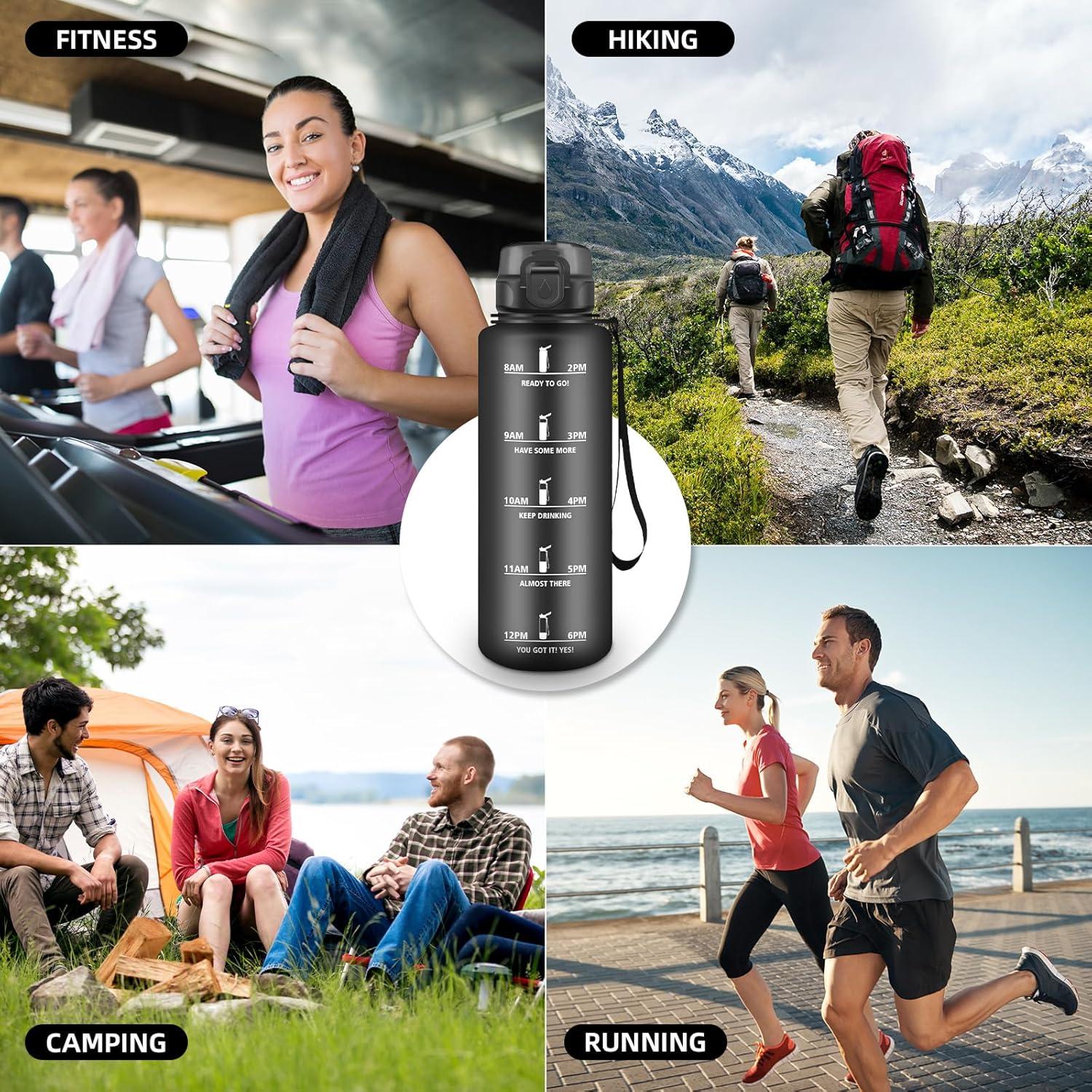 imageGourde Motivation 15l Gourde Sport avec Filtre Bouteille deau anti Fuite Bouteille avec Slogan de Motivation Facile Nettoyer Bouteille deau pour Running RandonneNoir