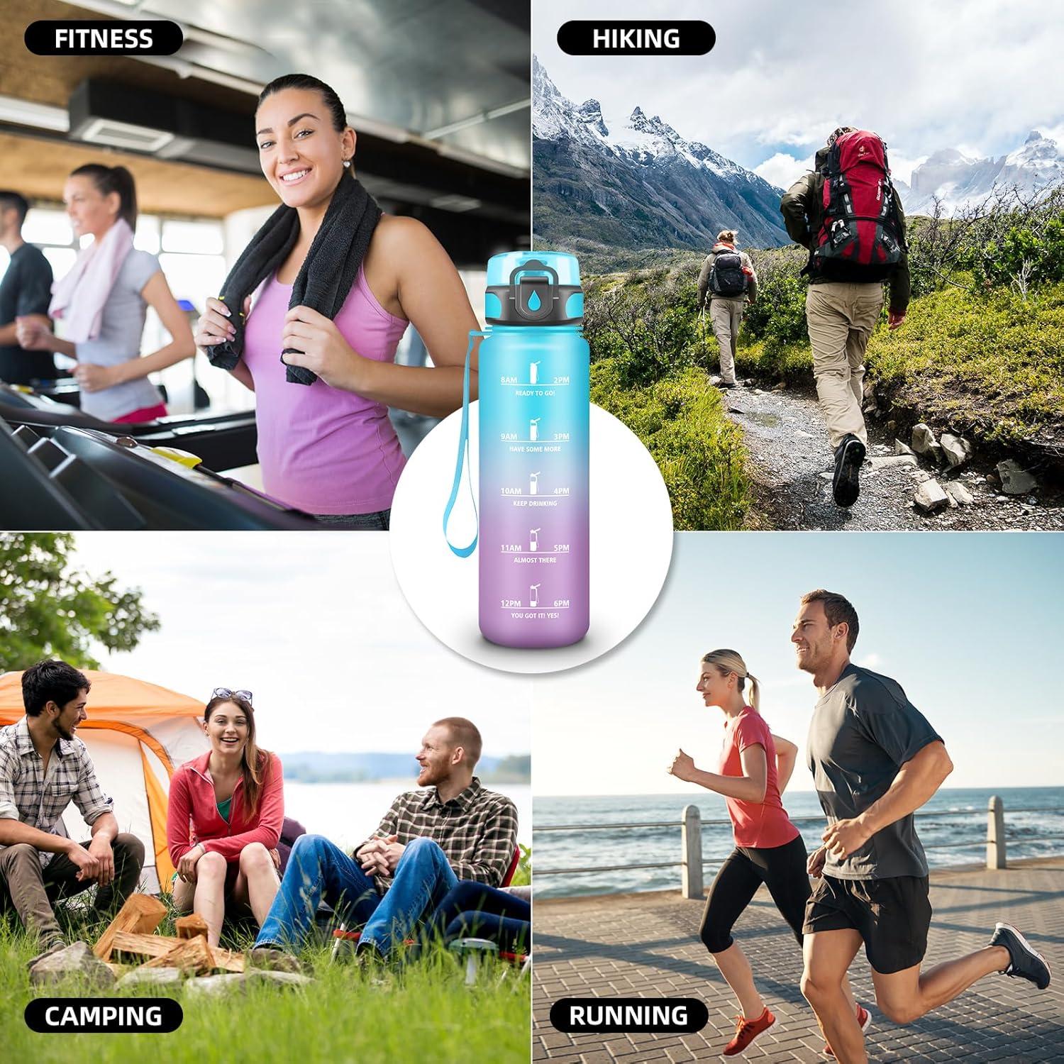imageGourde Motivation 15l Gourde Sport avec Filtre Bouteille deau anti Fuite Bouteille avec Slogan de Motivation Facile Nettoyer Bouteille deau pour Running RandonneBleuviolet
