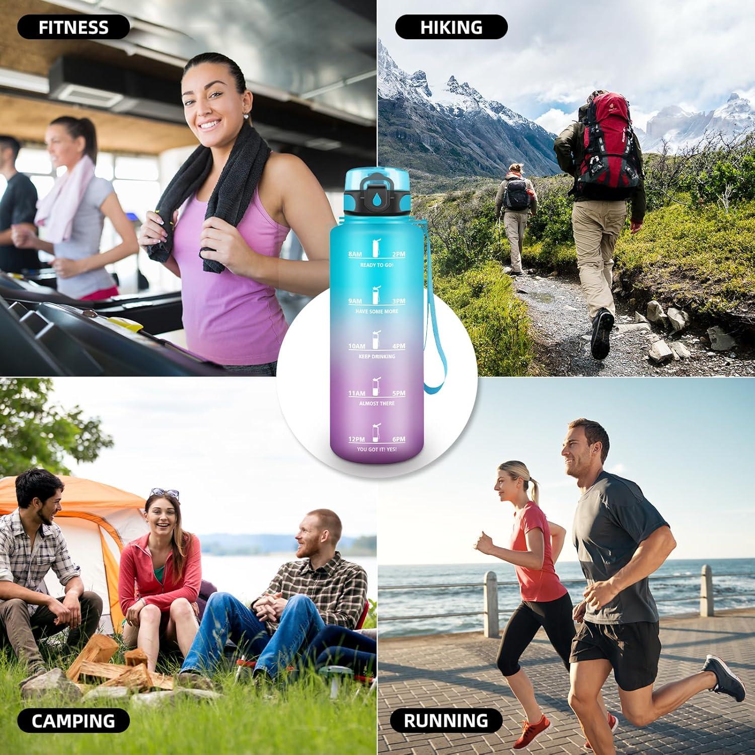 imageGourde Motivation 15l Gourde Sport avec Filtre Bouteille deau anti Fuite Bouteille avec Slogan de Motivation Facile Nettoyer Bouteille deau pour Running RandonneBleuviolet