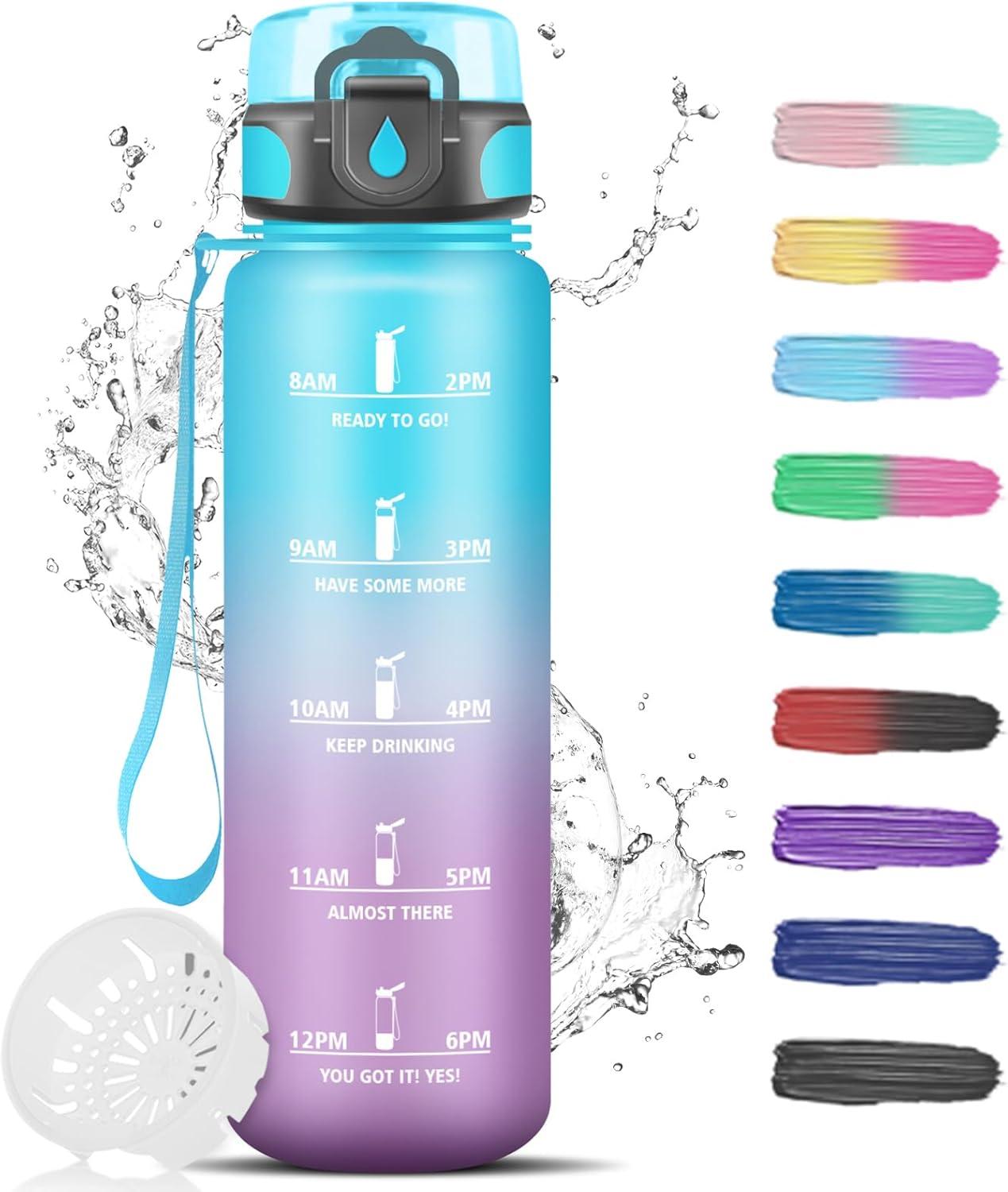 imageGourde Motivation 15l Gourde Sport avec Filtre Bouteille deau anti Fuite Bouteille avec Slogan de Motivation Facile Nettoyer Bouteille deau pour Running RandonneBleuviolet