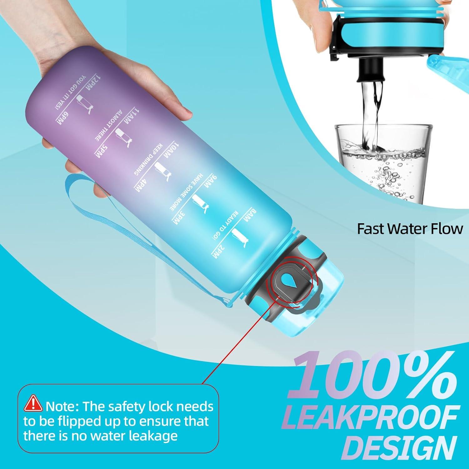 imageGourde Motivation 15l Gourde Sport avec Filtre Bouteille deau anti Fuite Bouteille avec Slogan de Motivation Facile Nettoyer Bouteille deau pour Running RandonneBleuviolet