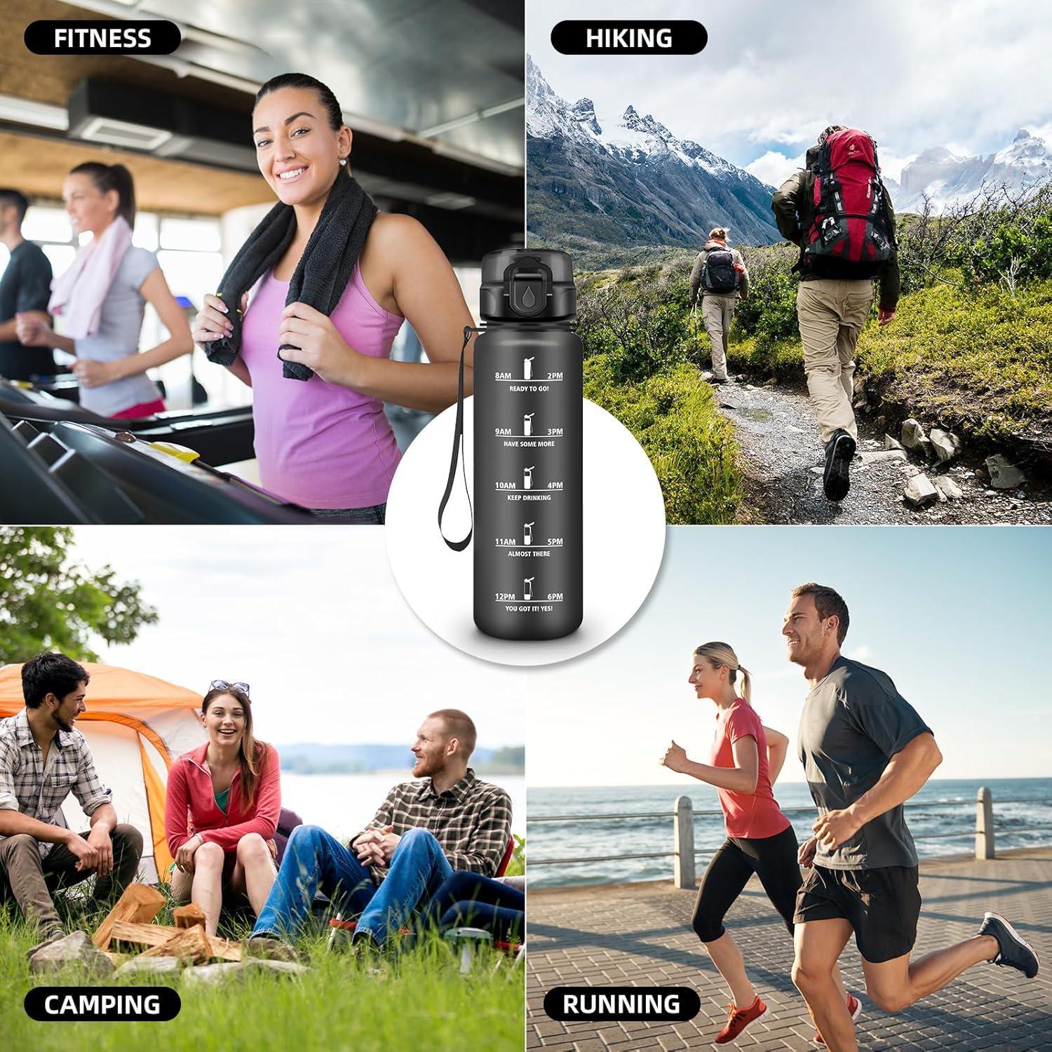 imageGourde Motivation 15l Gourde Sport avec Filtre Bouteille deau anti Fuite Bouteille avec Slogan de Motivation Facile Nettoyer Bouteille deau pour Running RandonneNoir