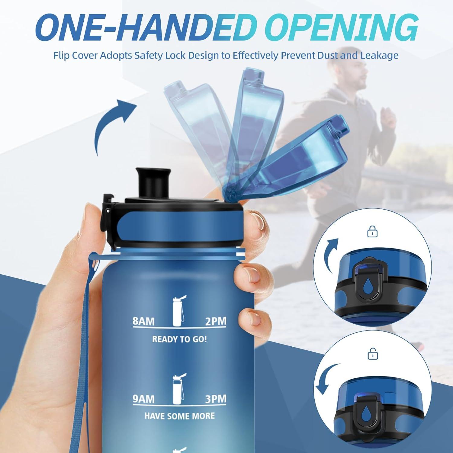 imageGourde Motivation 15l Gourde Sport avec Filtre Bouteille deau anti Fuite Bouteille avec Slogan de Motivation Facile Nettoyer Bouteille deau pour Running RandonneBleuvert