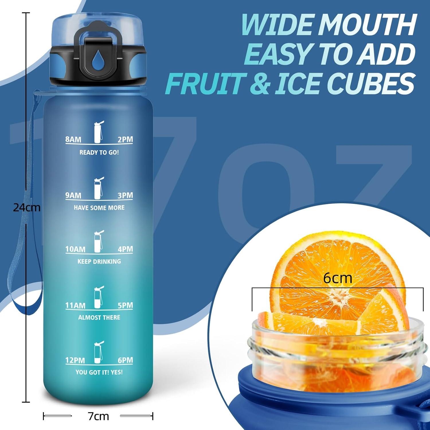 imageGourde Motivation 15l Gourde Sport avec Filtre Bouteille deau anti Fuite Bouteille avec Slogan de Motivation Facile Nettoyer Bouteille deau pour Running RandonneBleuvert